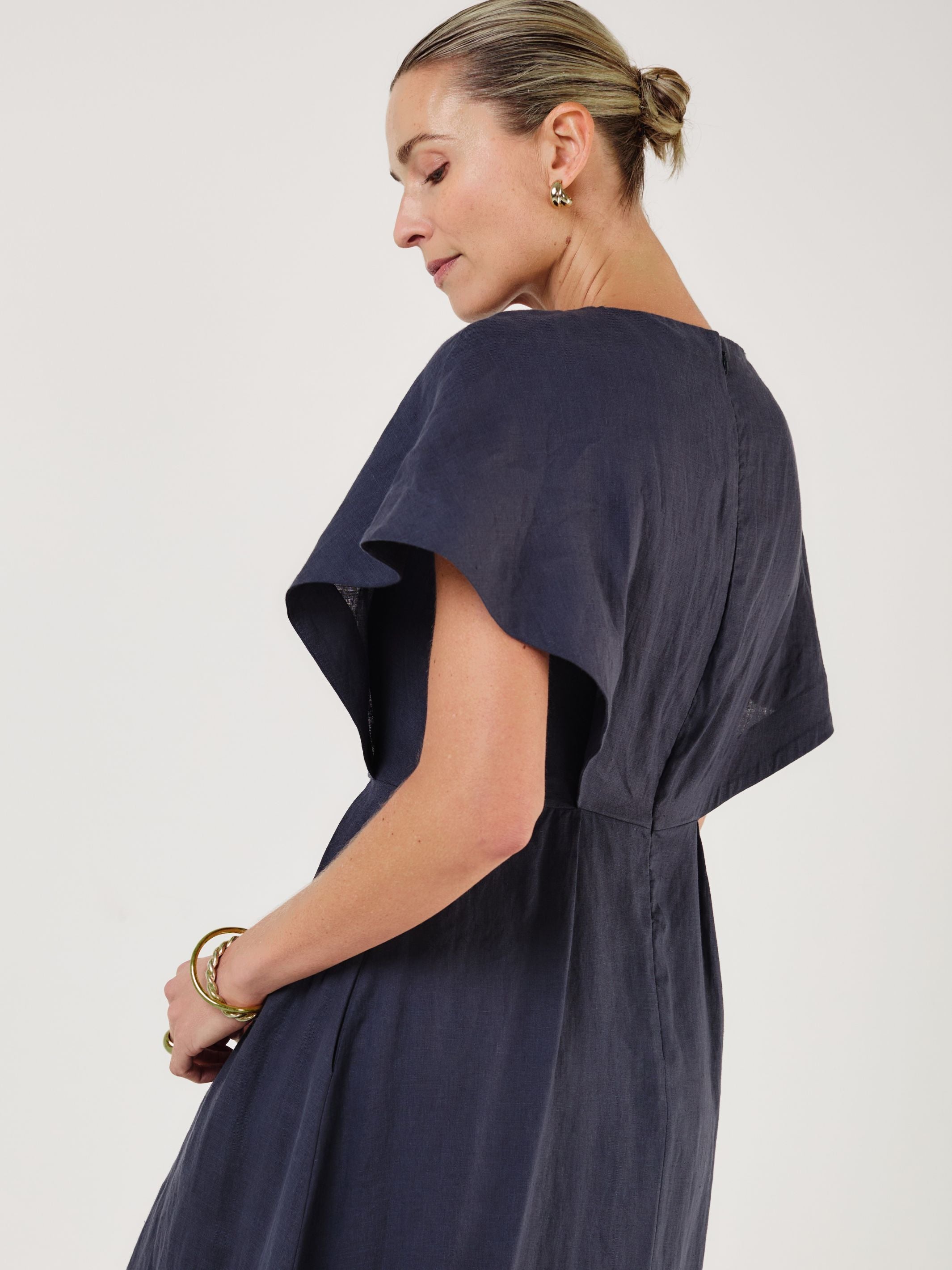 RAY - MIDNIGHT Linen Dress - Mondo Corsini