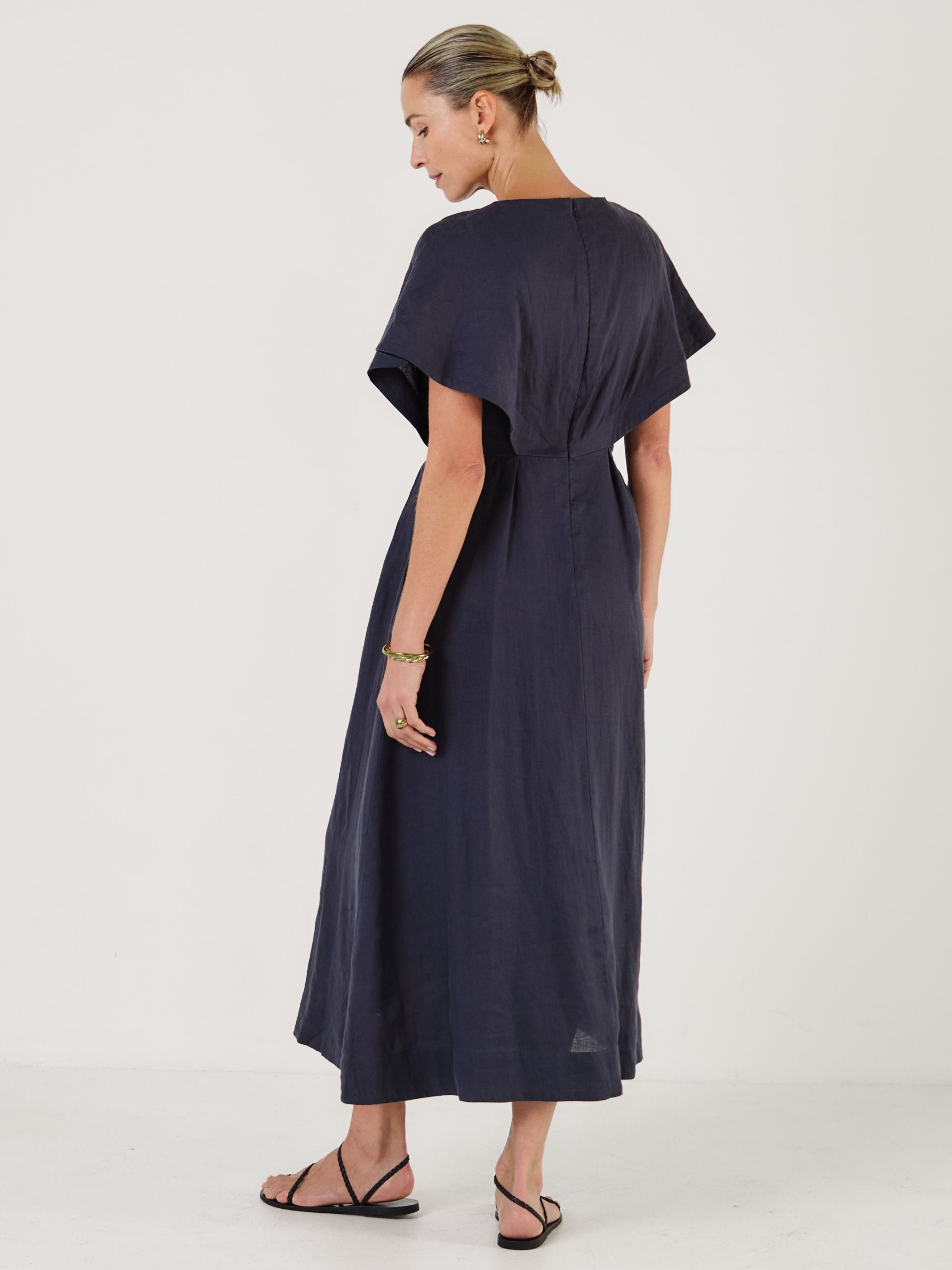 RAY - MIDNIGHT Linen Dress - Mondo Corsini