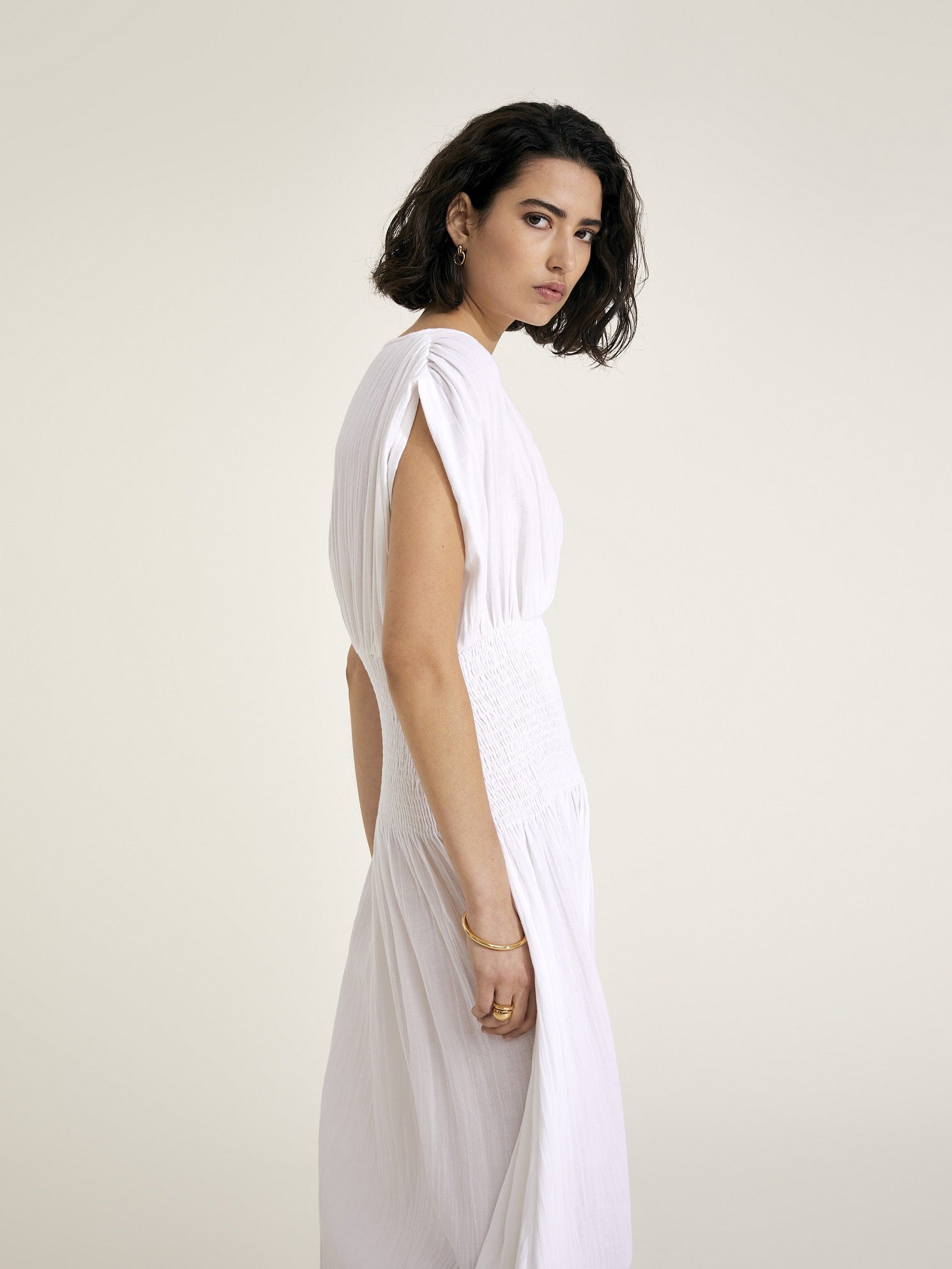 PENELOPE - White Cotton Dress - Mondo Corsini