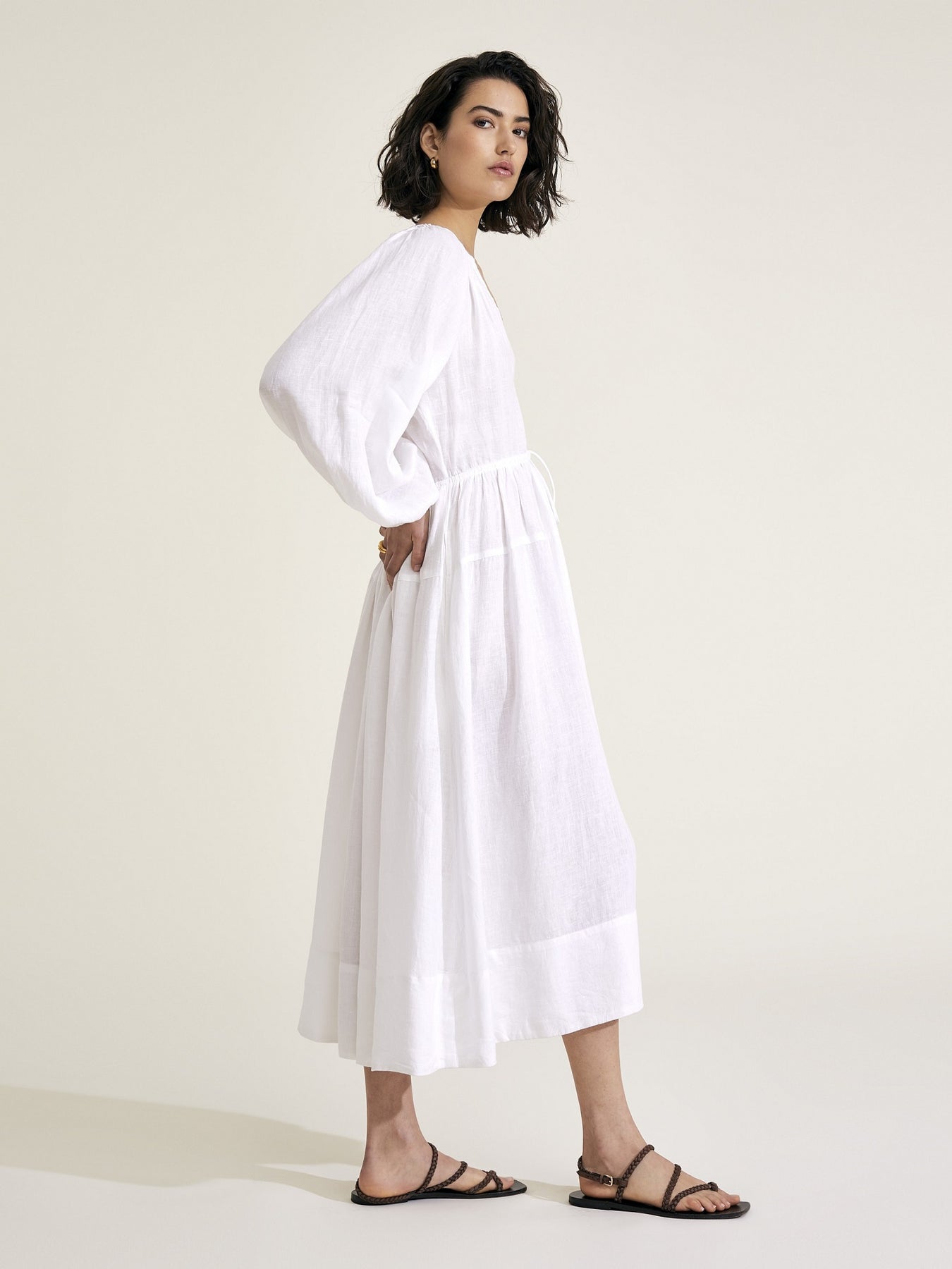 Victorine - White Linen Dress – Mondo Corsini
