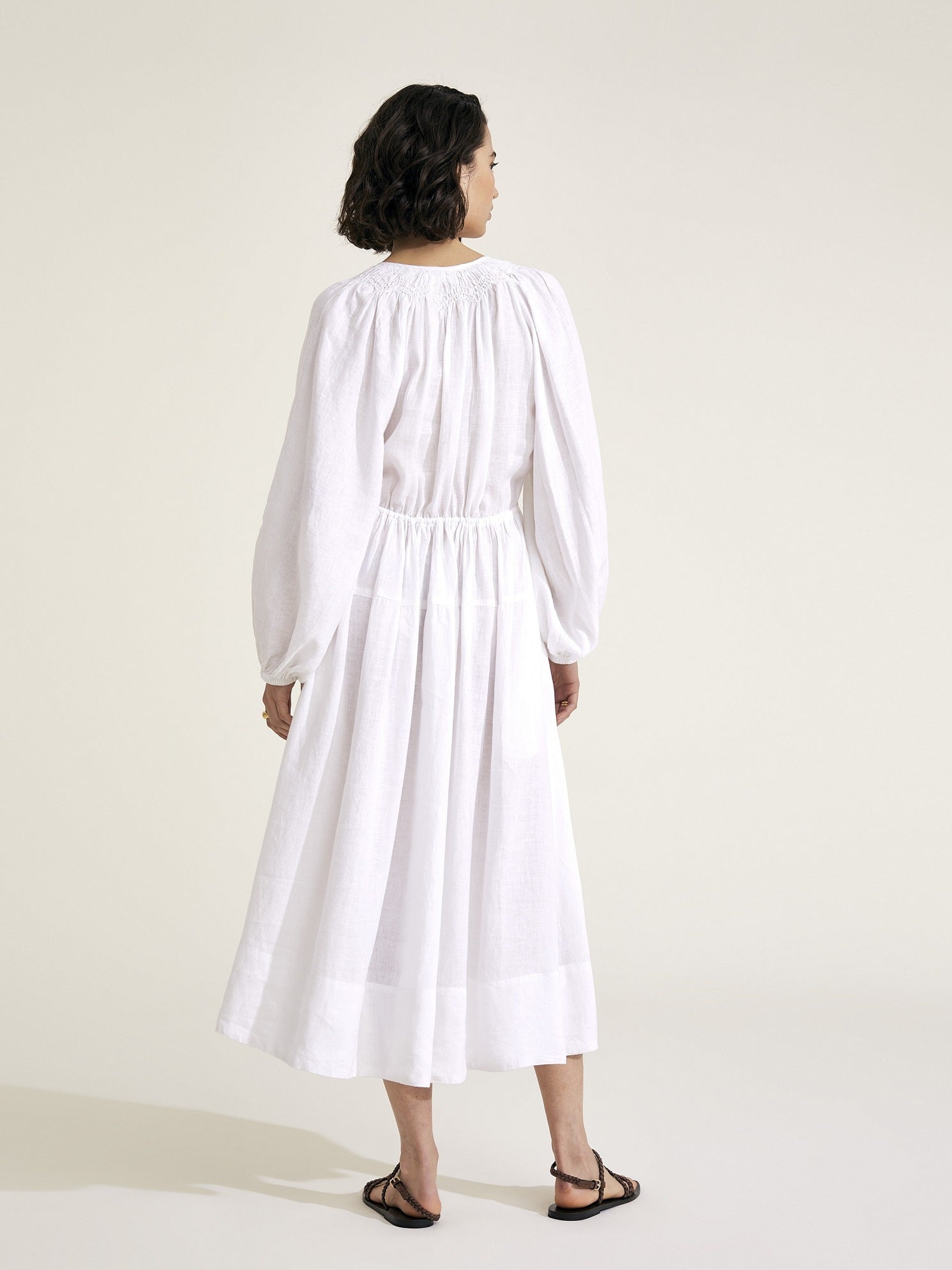 Victorine - White Linen Dress - Mondo Corsini