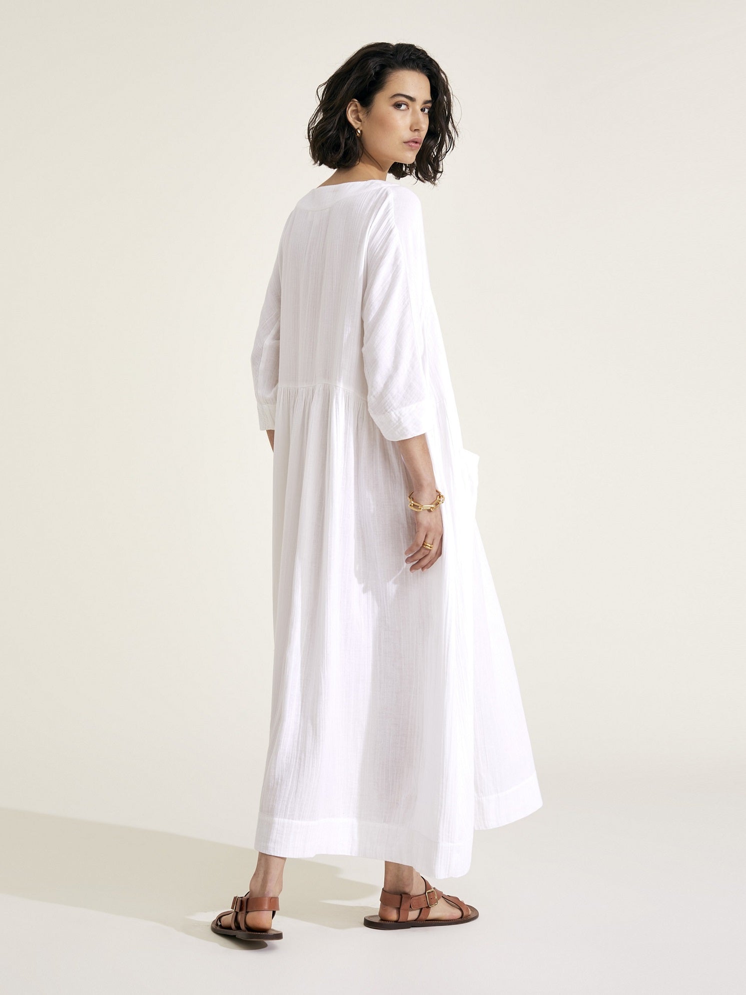 DAPHNE - White Cotton Dress - Mondo Corsini