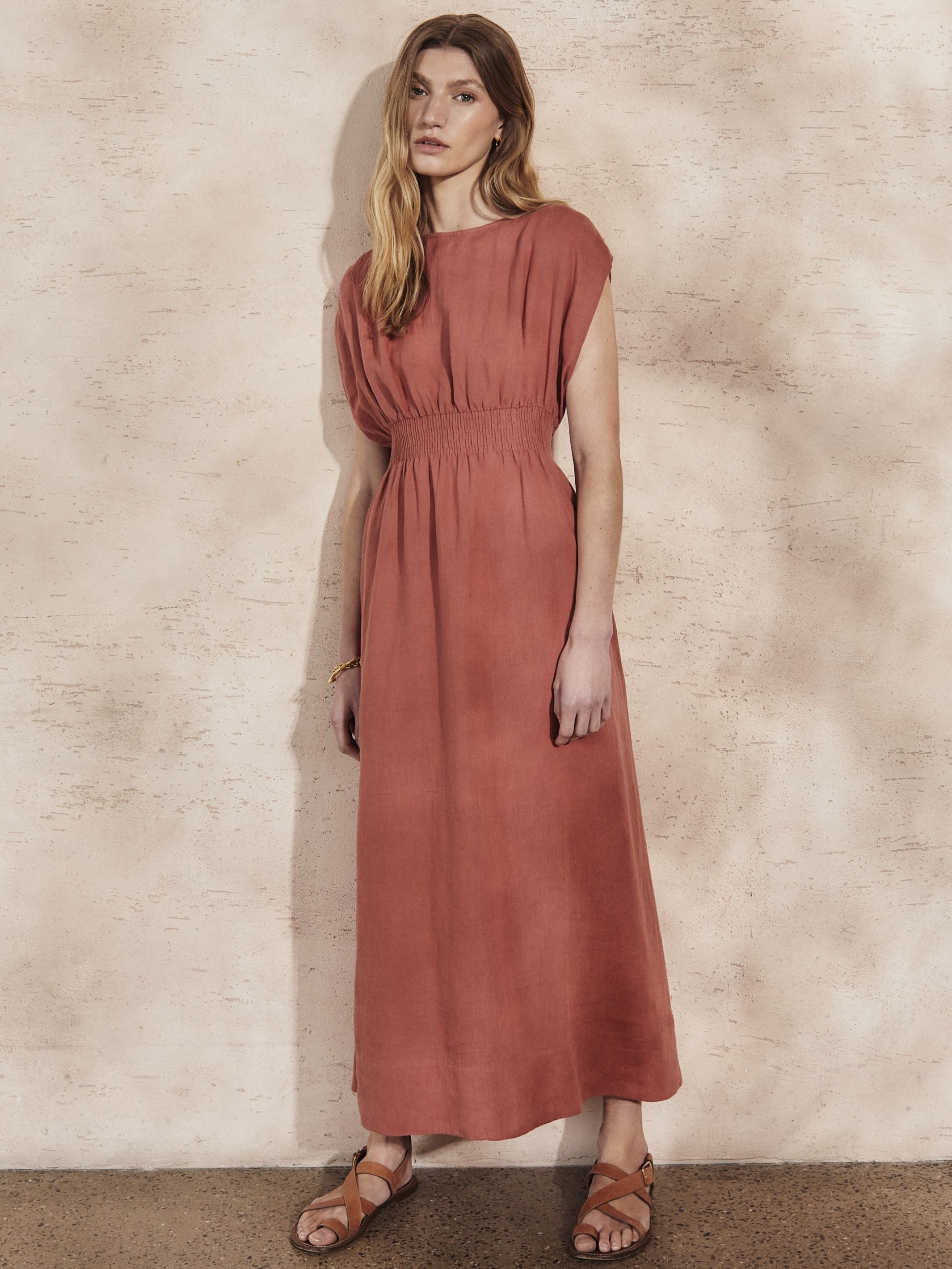 SOFIA - Brick Linen Dress - Mondo Corsini