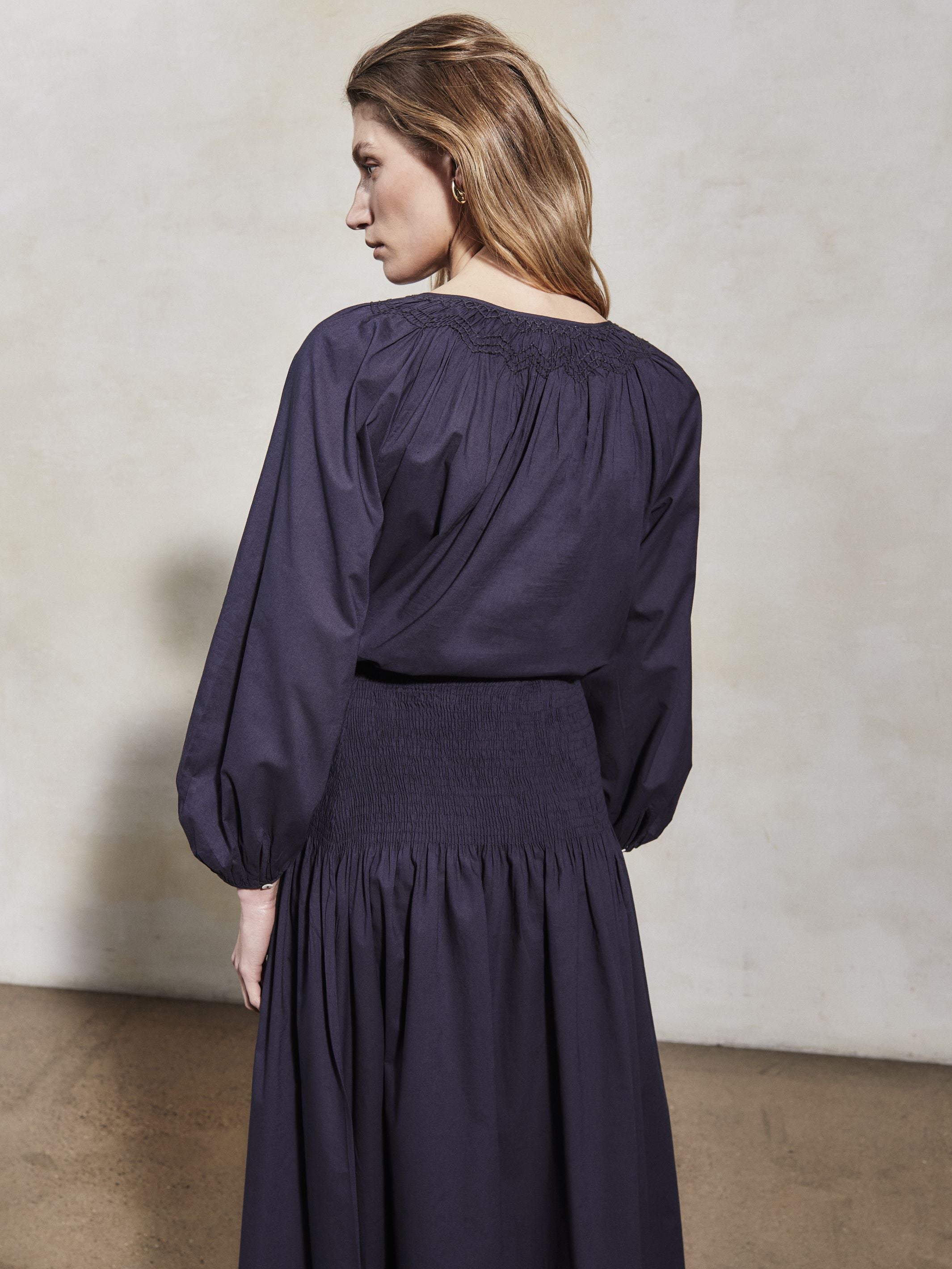 ELIZABETH - Midnight Cotton Blouse - Mondo Corsini