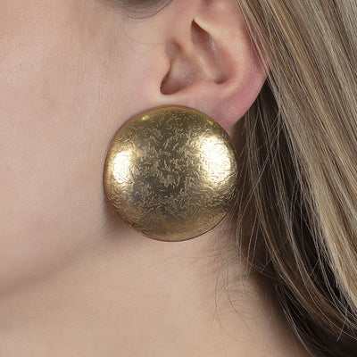 Vintage Oversized Gold Disc Earrings - Mondo Corsini