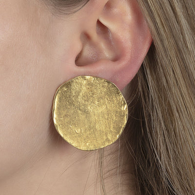 Vintage Gold Flat Disc Earrings - Mondo Corsini