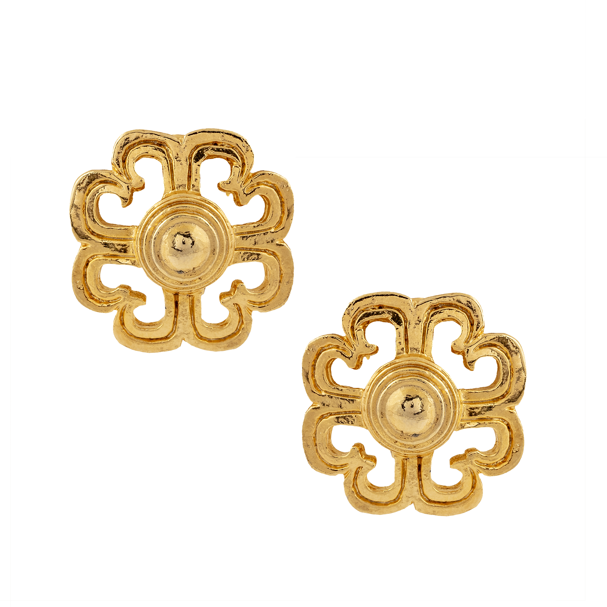 Vintage Gold Four Leaf Clover Earrings - Mondo Corsini