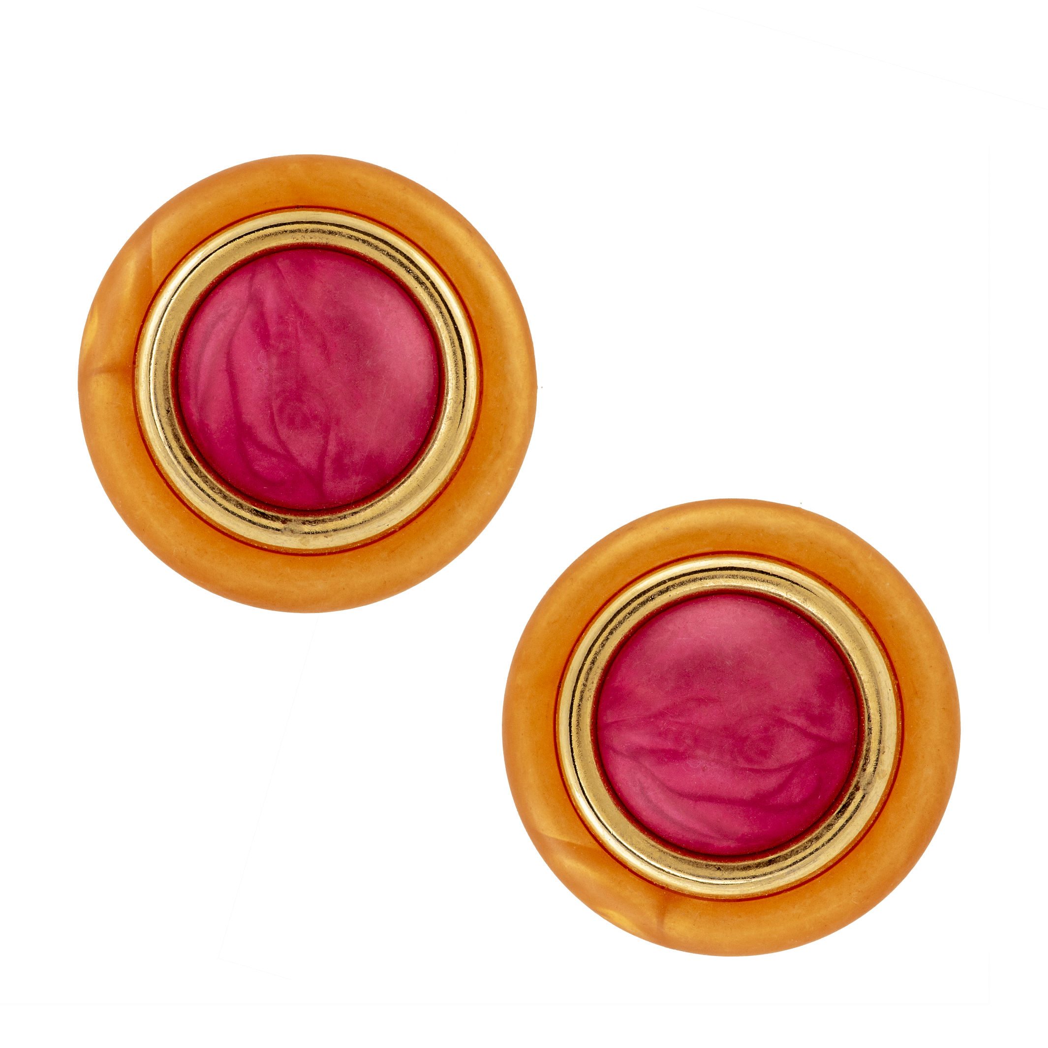 Vintage Orange and Pink Disc Earrings - Mondo Corsini