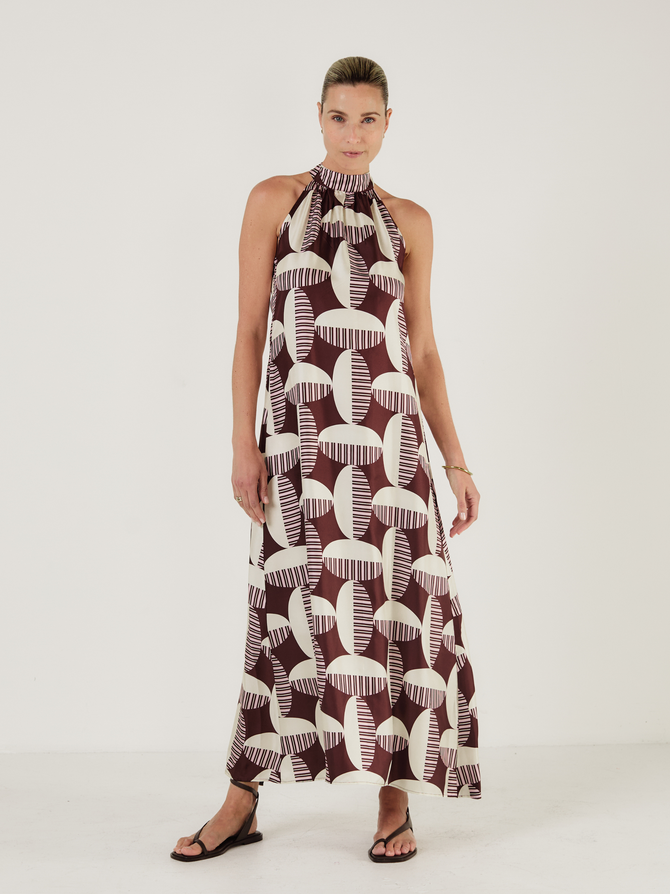 AMAL - CACAO CIRCOLO Silk Dress - Mondo Corsini