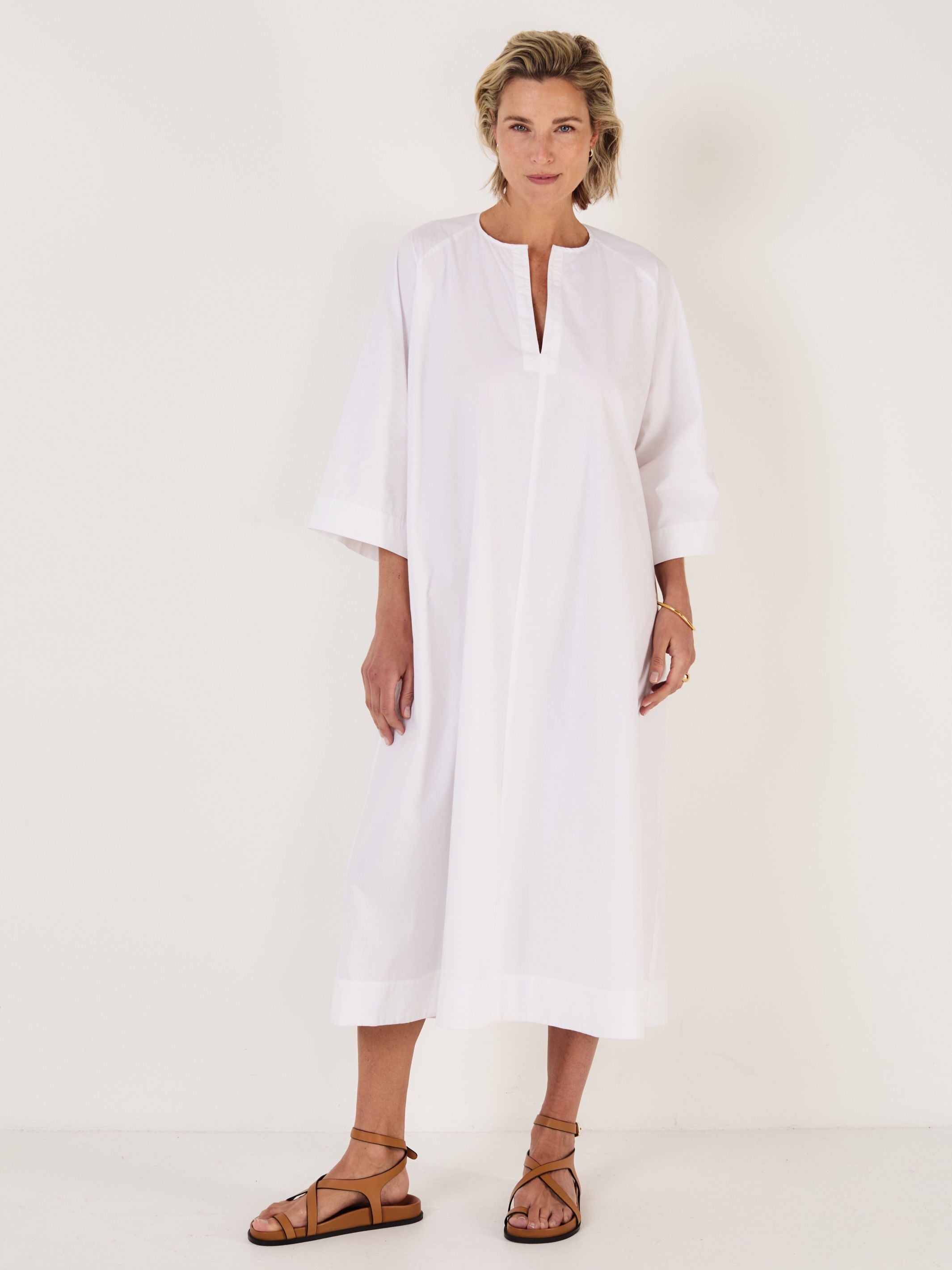 APHRODITE - White Bell Sleeved Dress - Mondo Corsini
