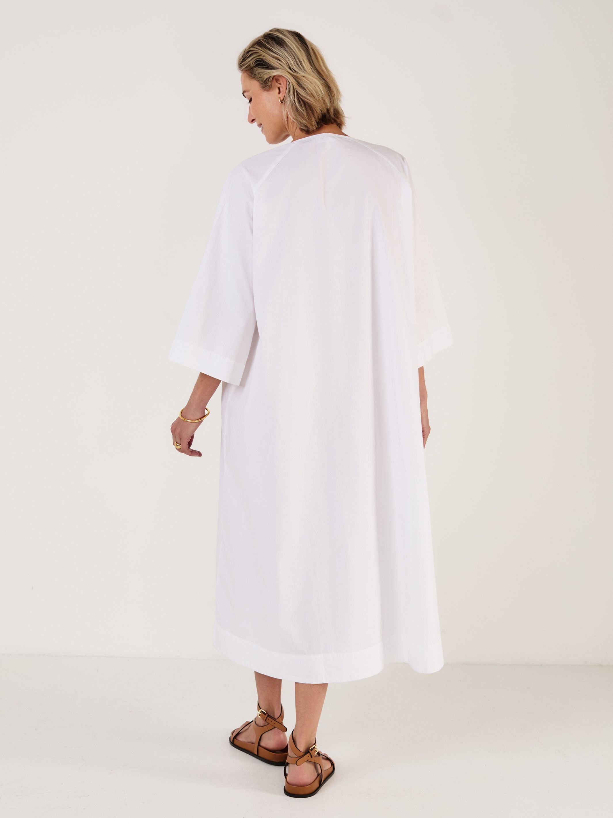 APHRODITE - White Bell Sleeved Dress - Mondo Corsini