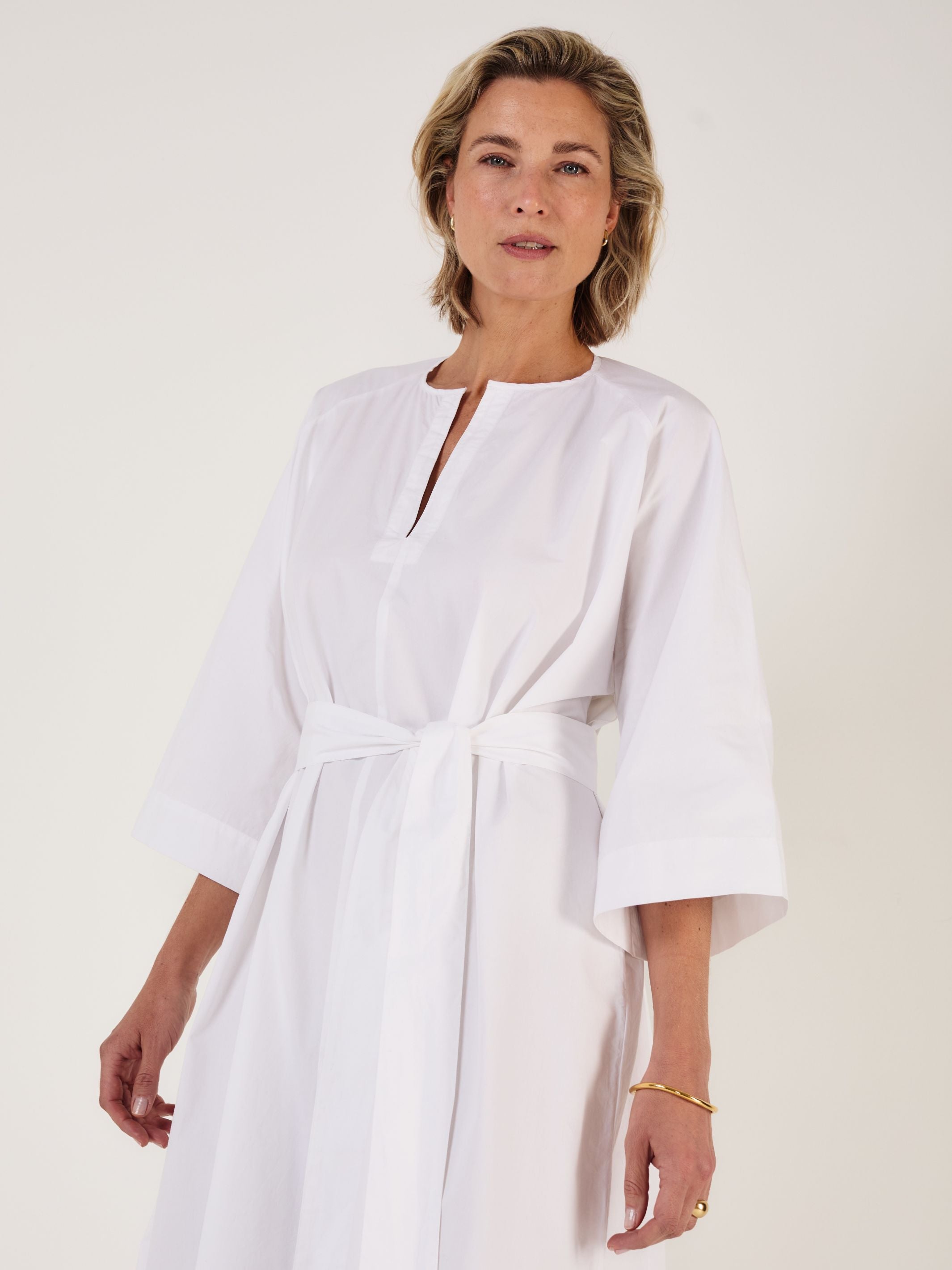 APHRODITE - White Bell Sleeved Dress - Mondo Corsini