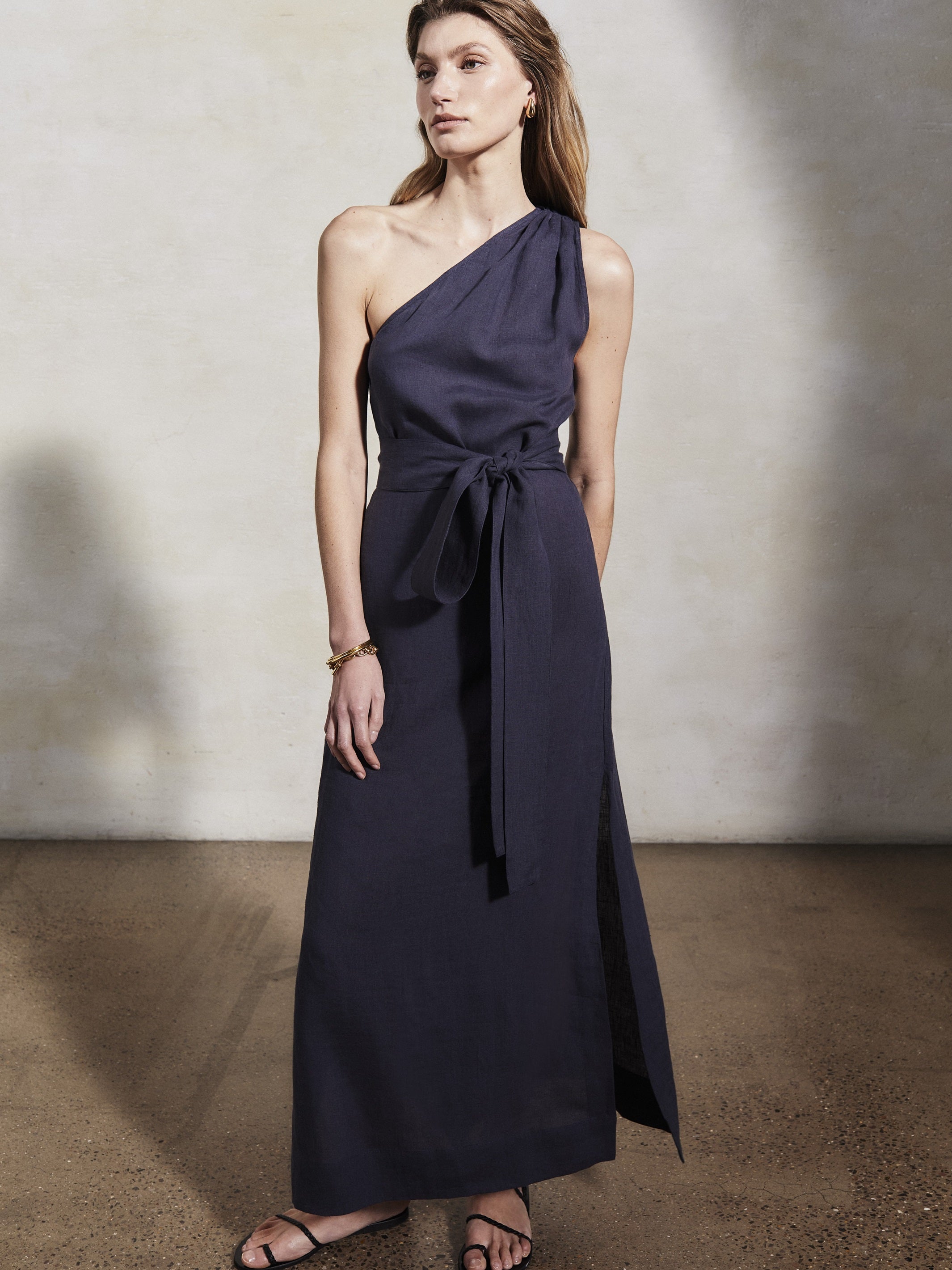 ATHENA - Midnight Linen Dress - Mondo Corsini