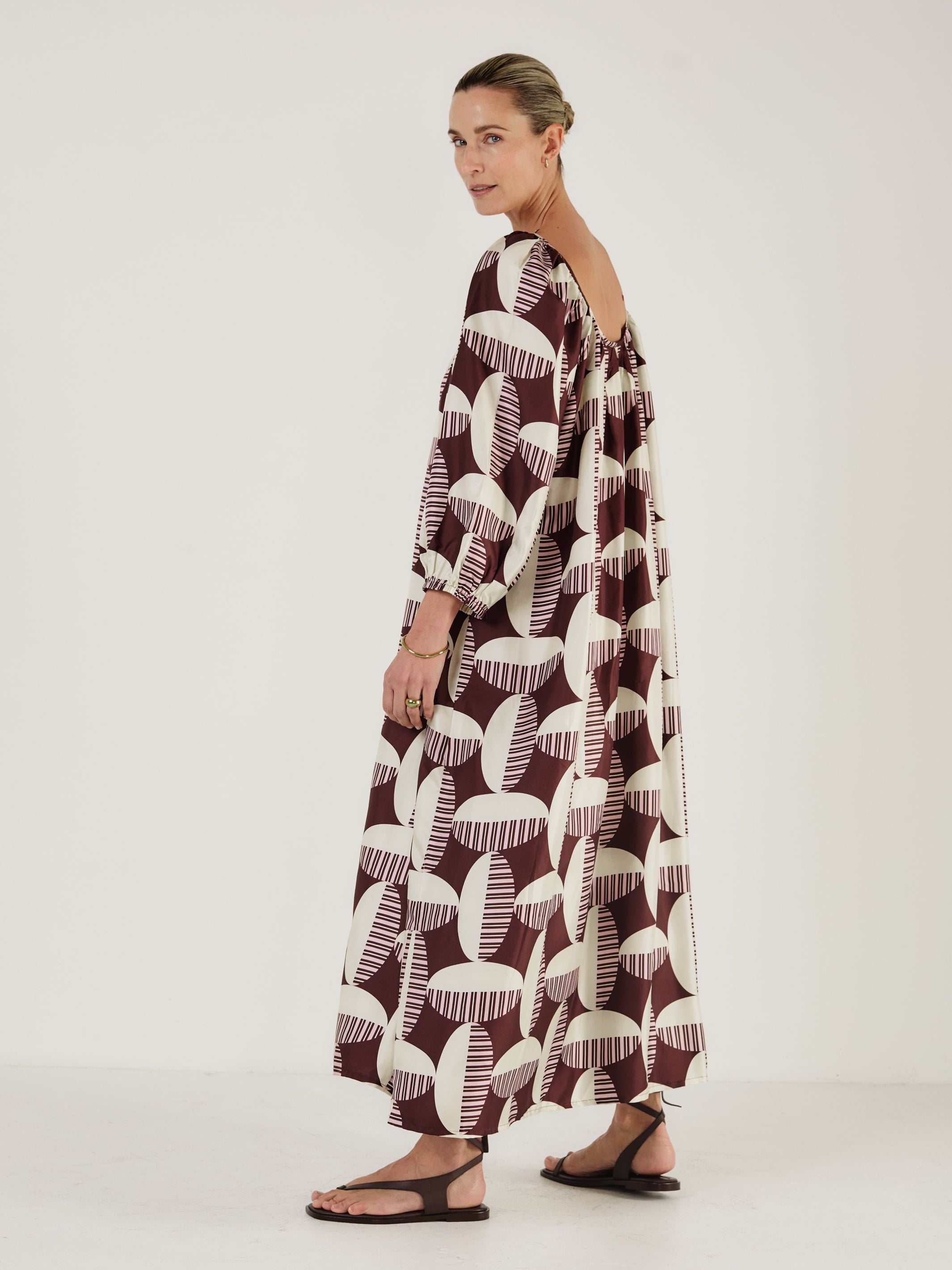 Capri - CACAO CIRCOLO Silk Dress - Mondo Corsini