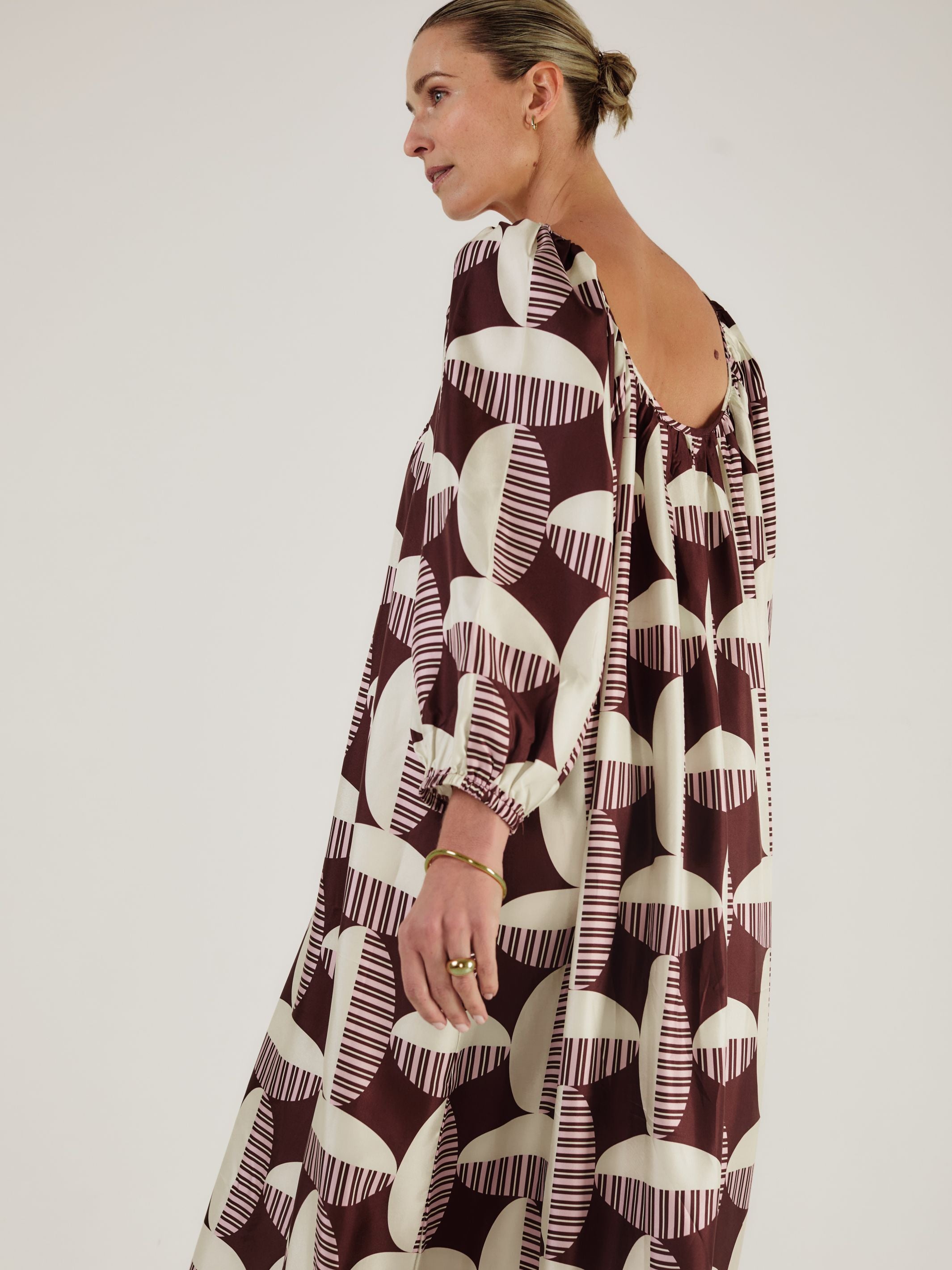 Capri - CACAO CIRCOLO Silk Dress - Mondo Corsini