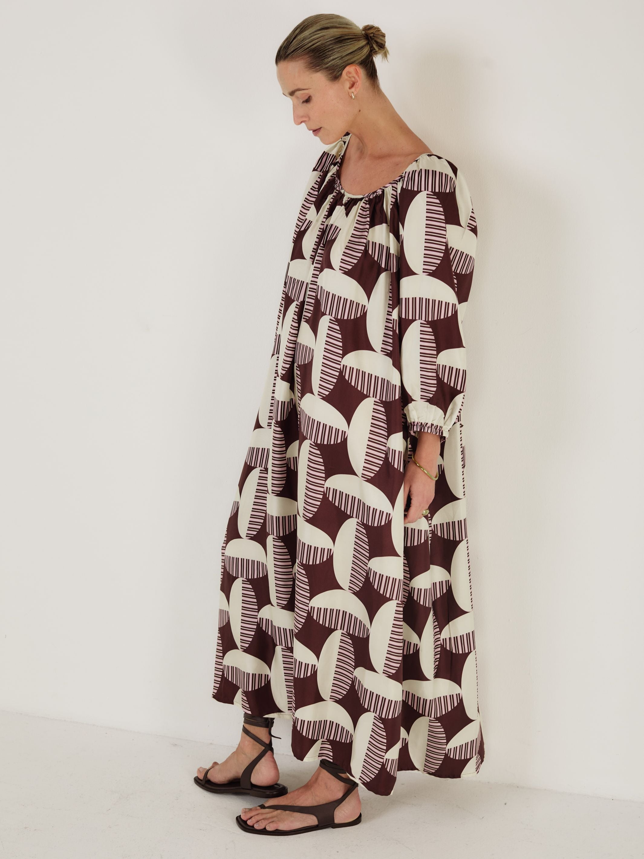 Capri - CACAO CIRCOLO Silk Dress - Mondo Corsini