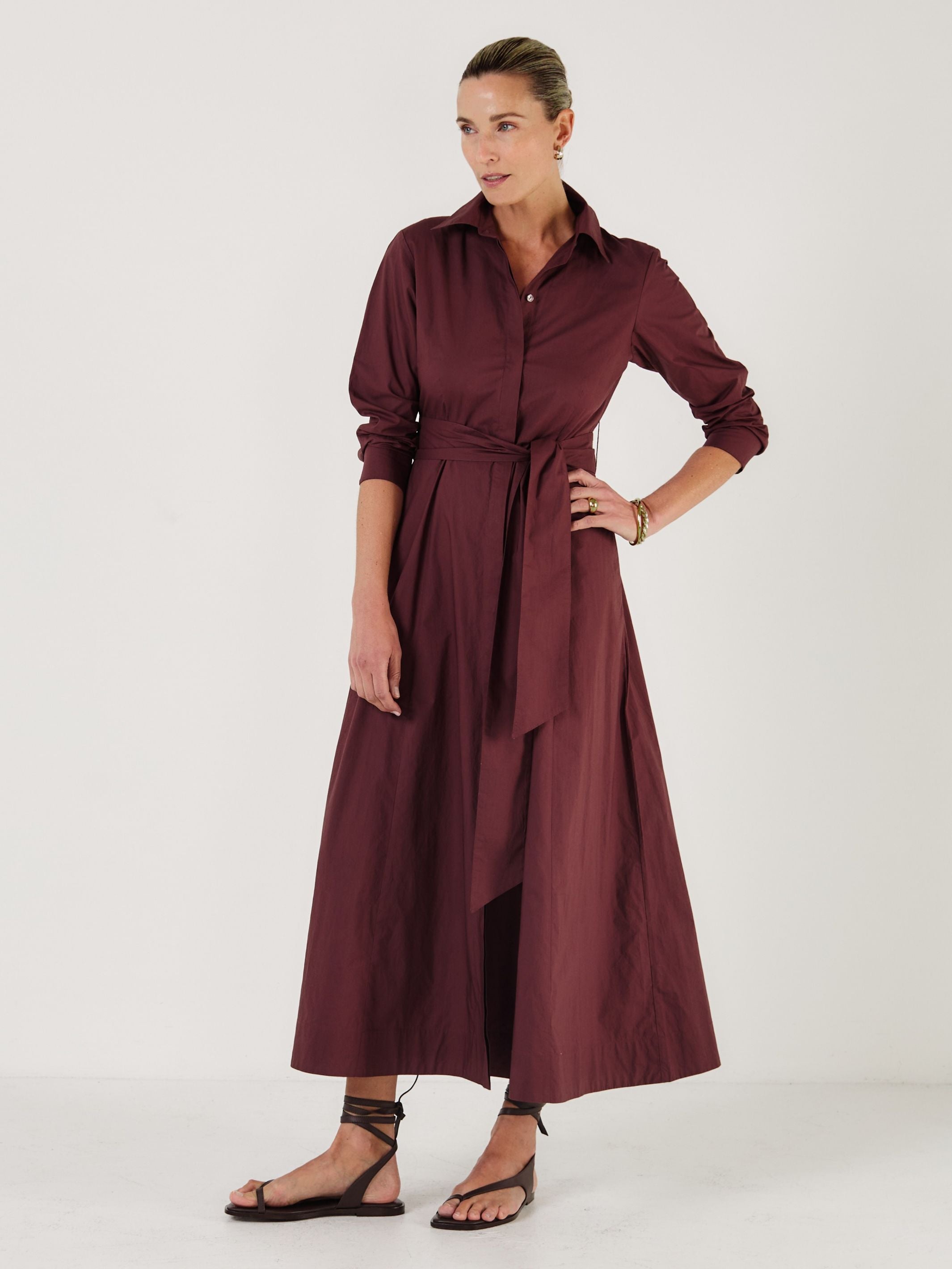 Cervo - Cacao Cotton Poplin Dress - Mondo Corsini