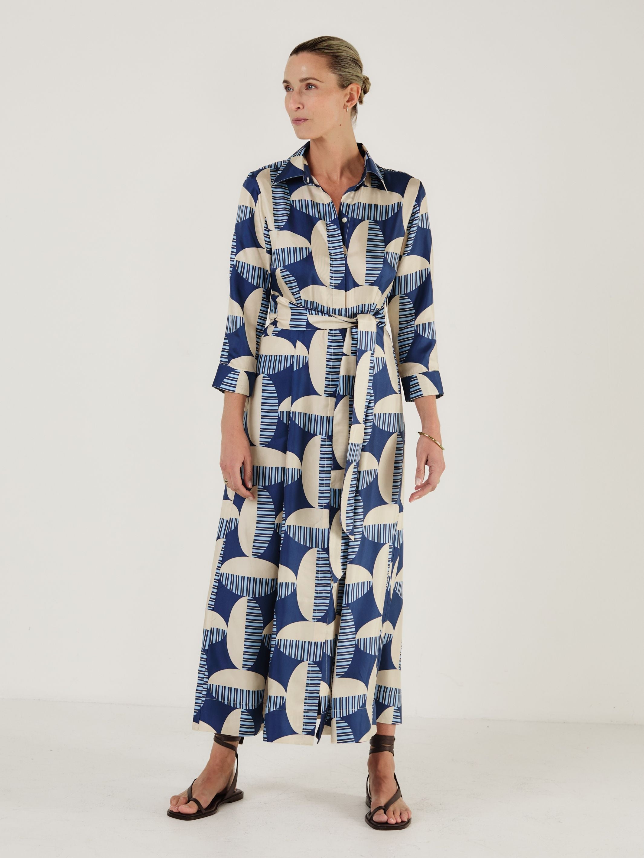 Cervo - BLUE CIRCOLO Silk Dress - Mondo Corsini