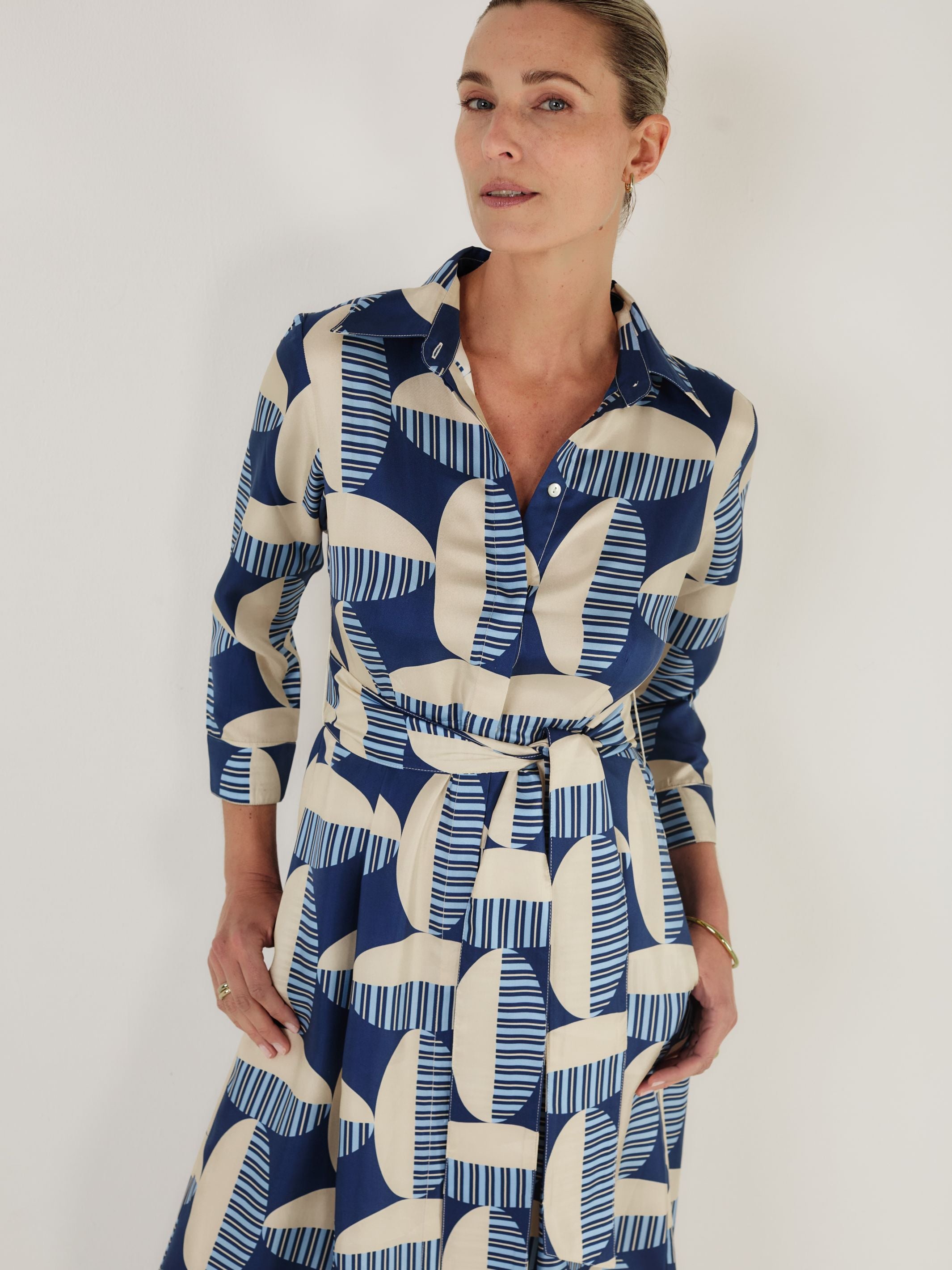 Cervo - BLUE CIRCOLO Silk Dress - Mondo Corsini