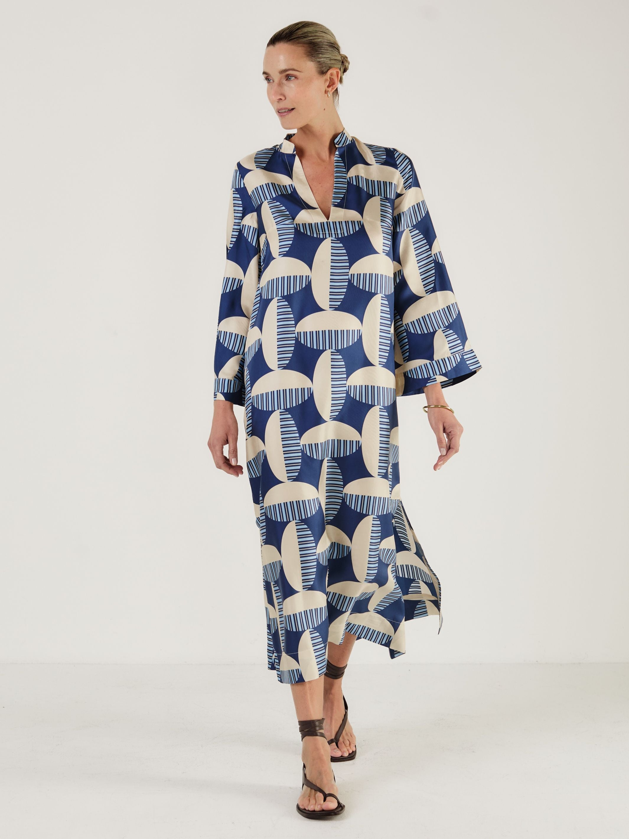 CLAIRE BLUE CIRCOLO  Silk Dress - Mondo Corsini