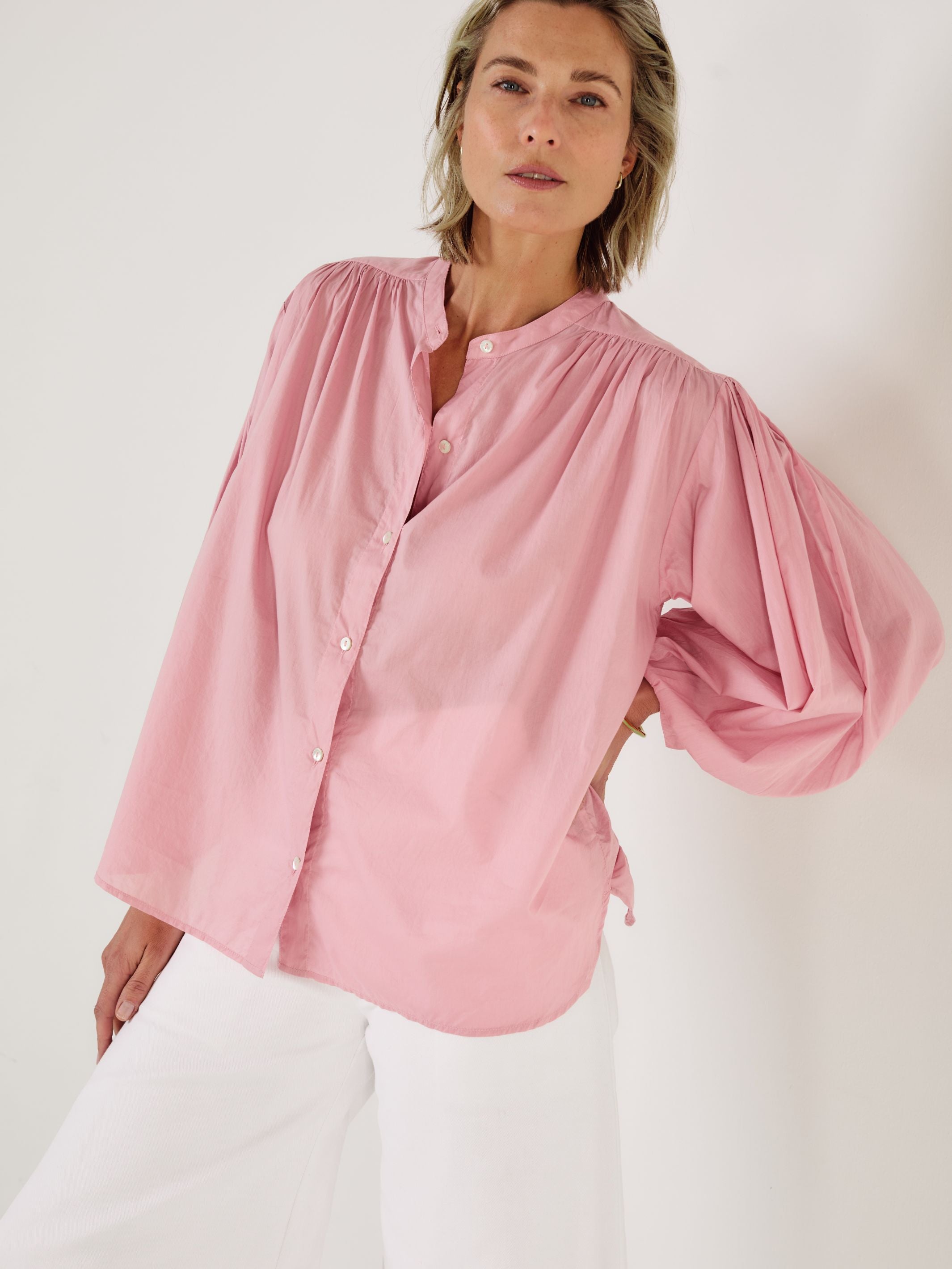 Como - Blush Cotton Voile Blouse - Mondo Corsini