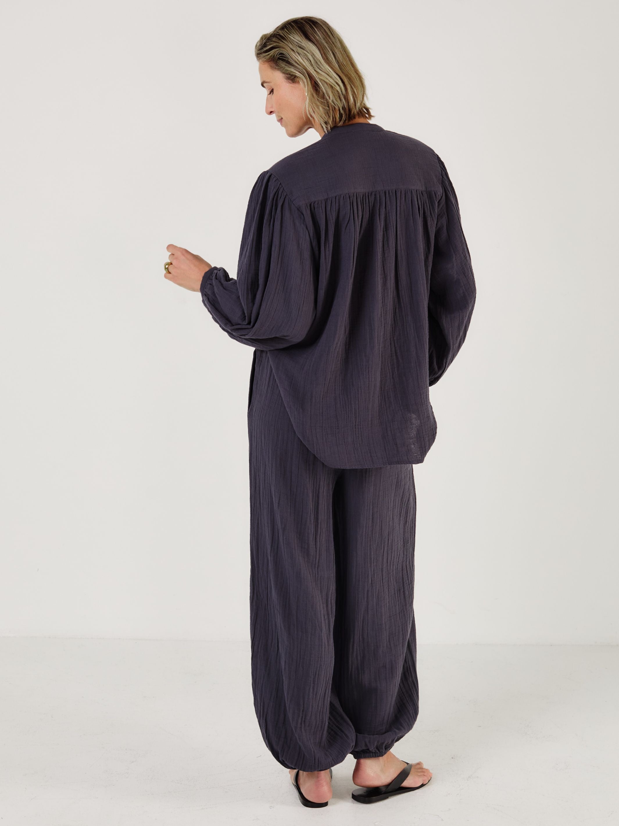 Como - Midnight Cotton Gauze Blouse - Mondo Corsini