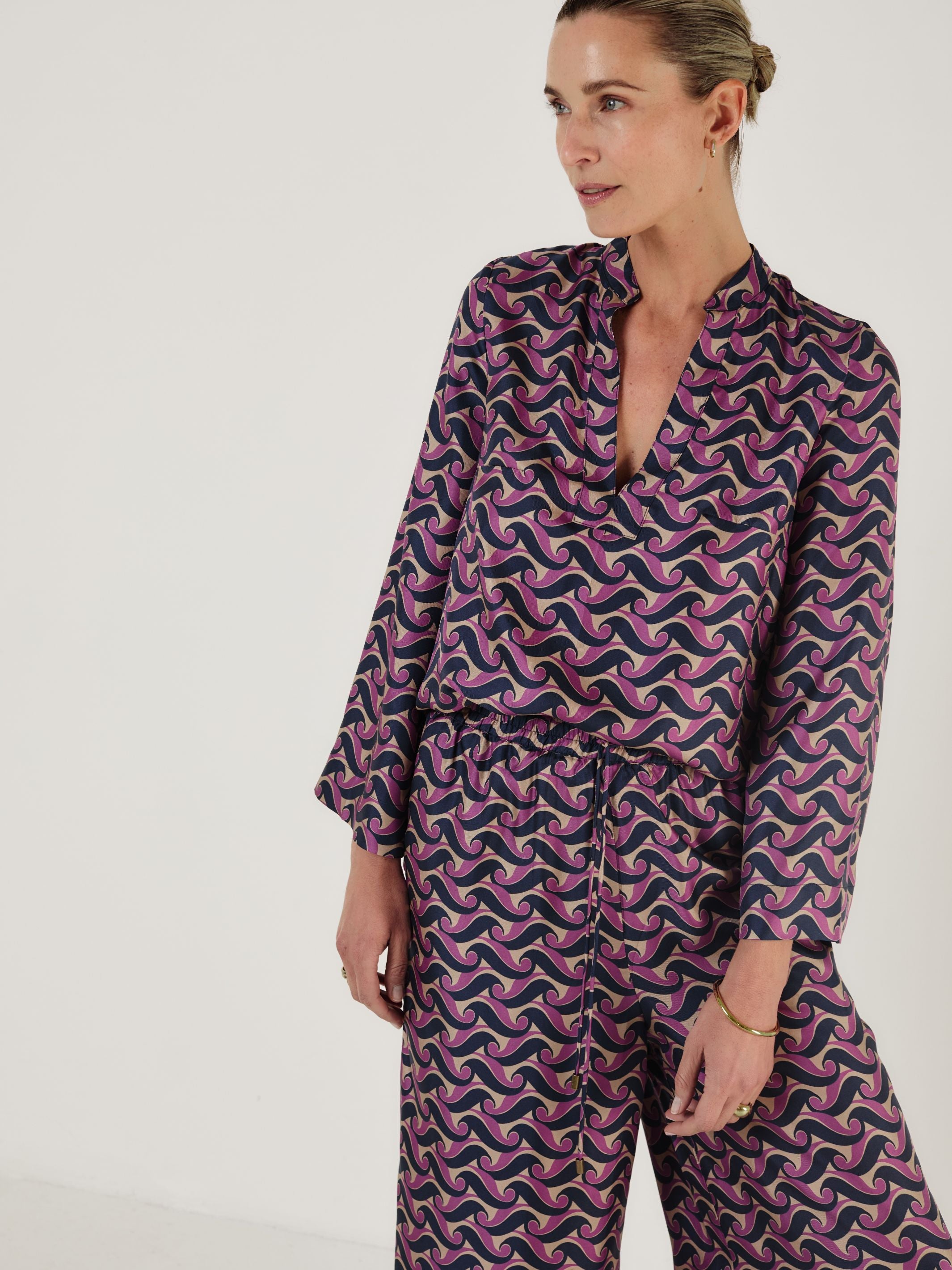 DORIS VIOLA WAVE SILK Cropped Trouser - Mondo Corsini