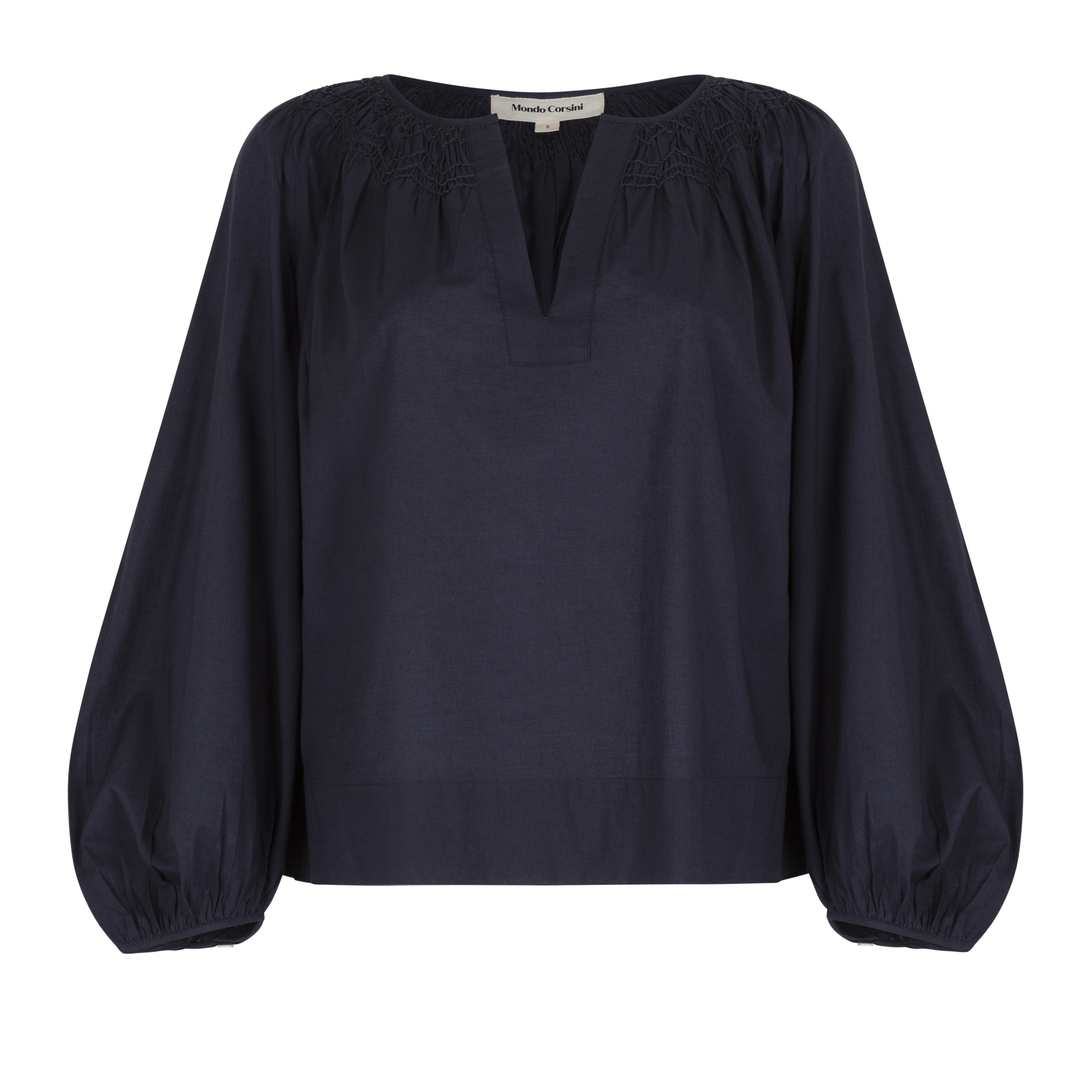 ELIZABETH - Midnight Cotton Blouse - Mondo Corsini