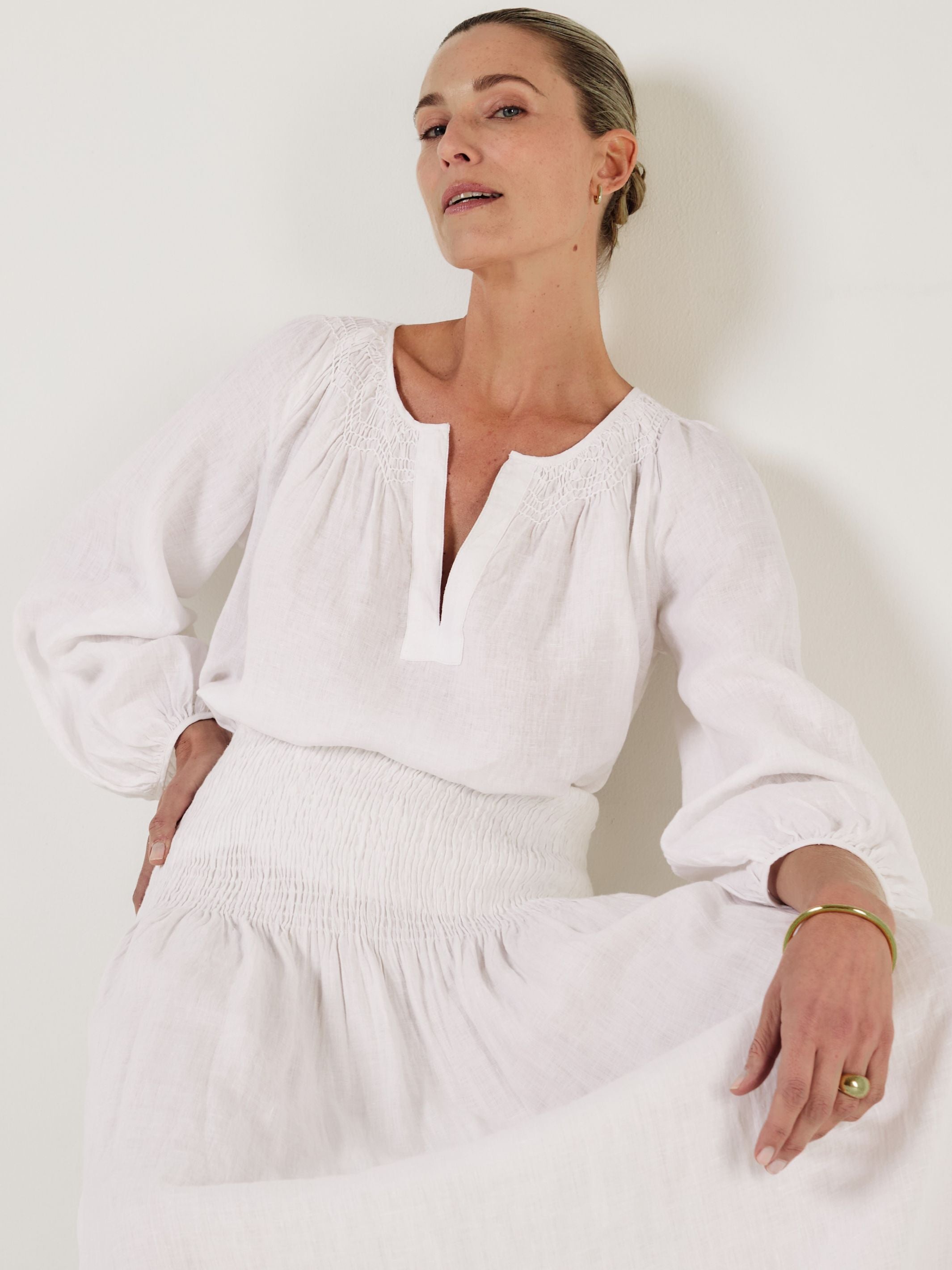 ELIZABETH - White Linen Blouse - Mondo Corsini