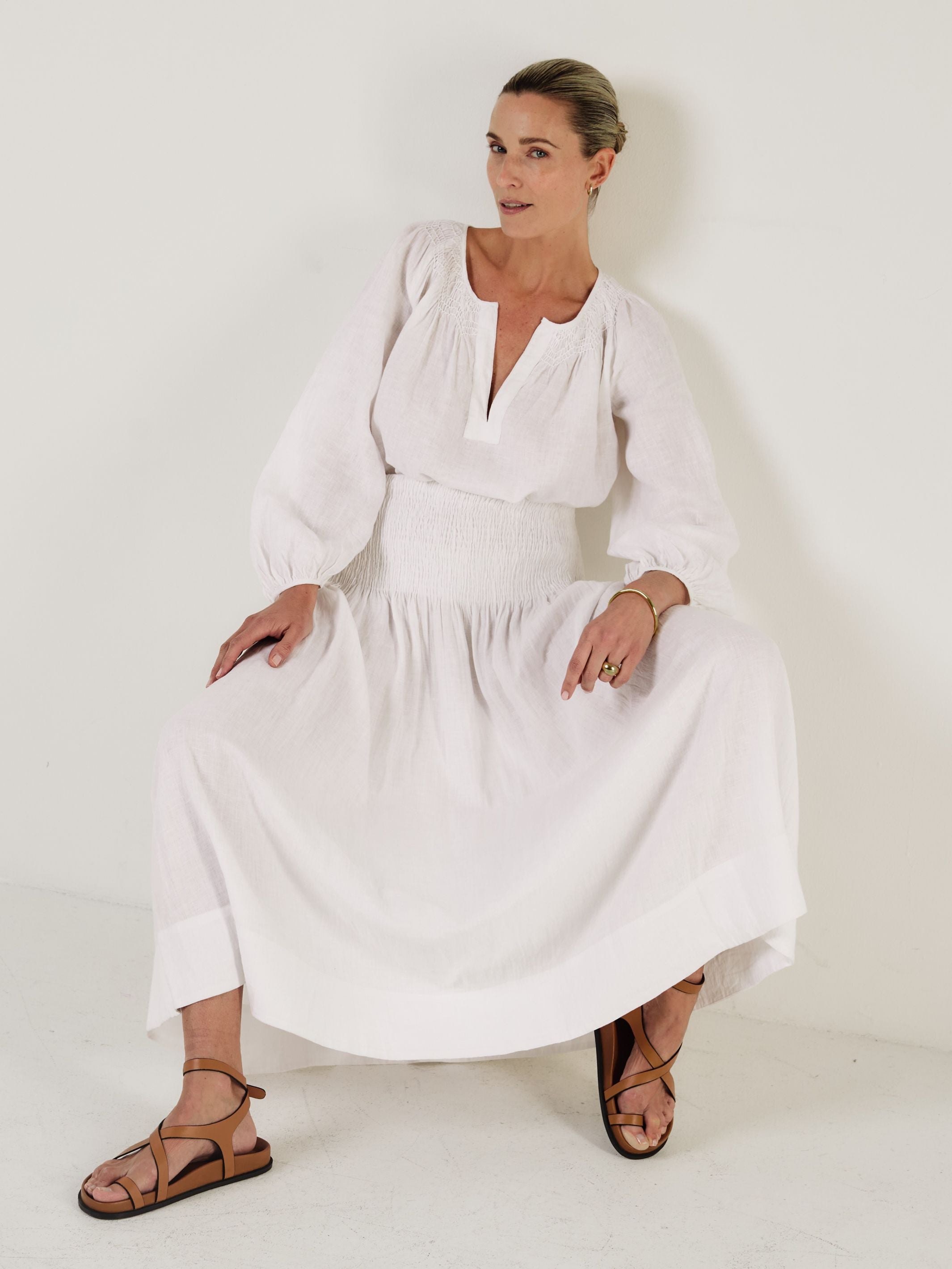 ELIZABETH - White Linen Blouse - Mondo Corsini