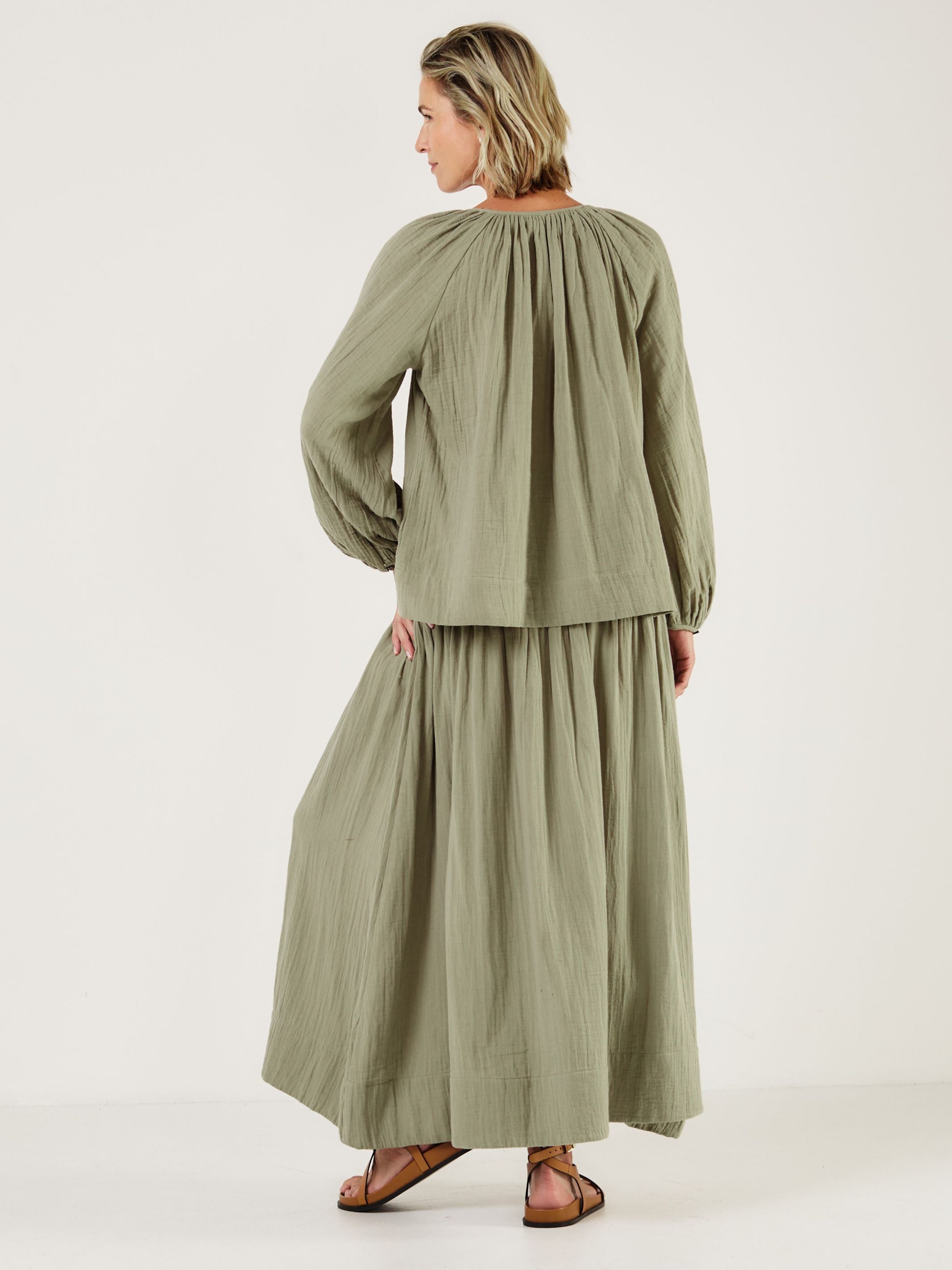 ELIZA OLIVE Cotton Blouse - Mondo Corsini
