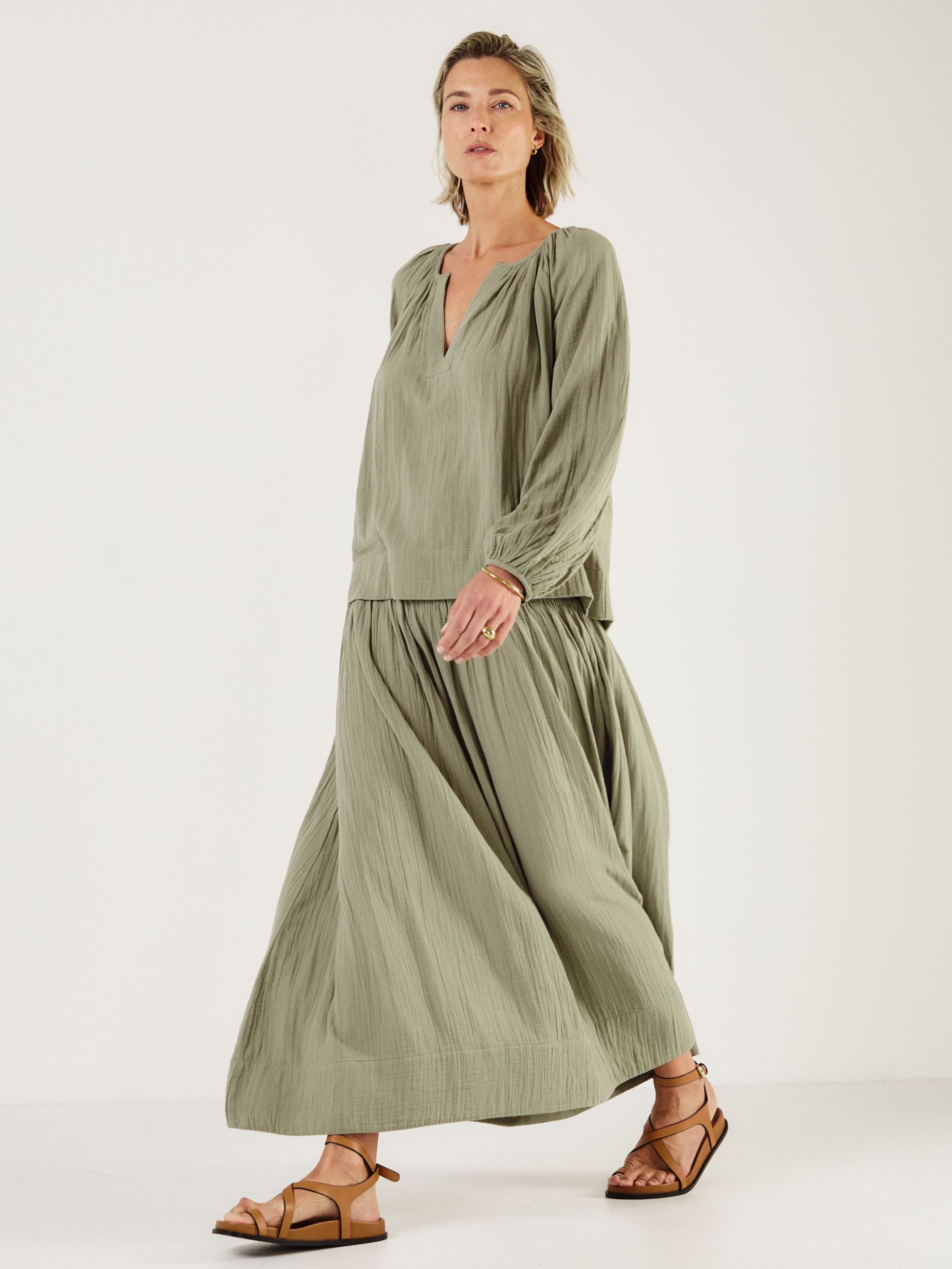ELIZA OLIVE Cotton Blouse - Mondo Corsini