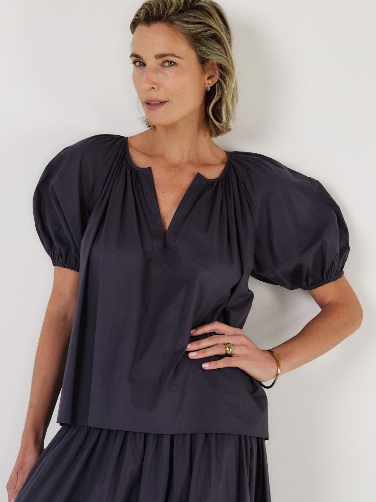 Esmeralda MIDNIGHT Cotton Blouse