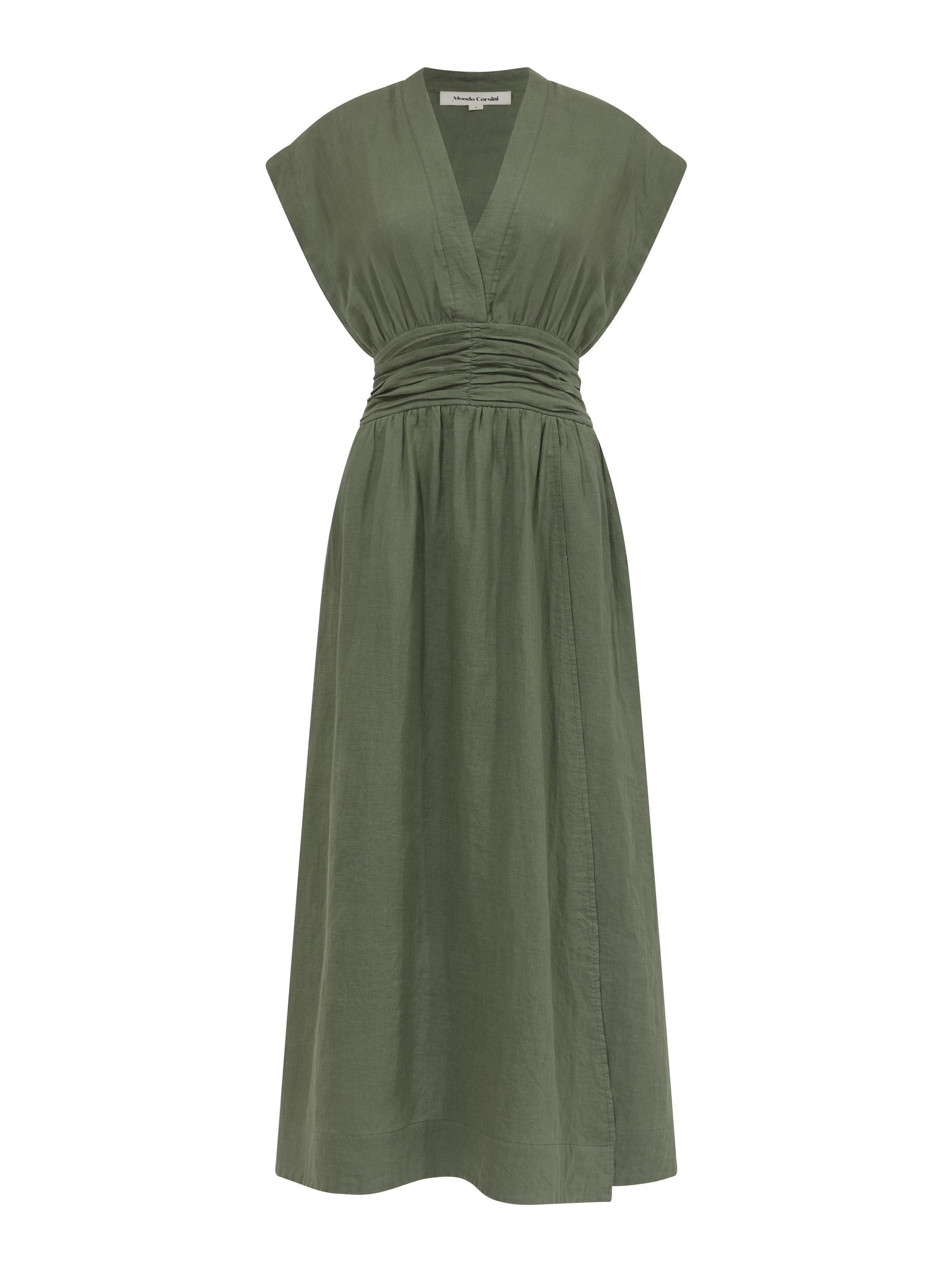 GEORGIA - Moss Linen Dress - Mondo Corsini