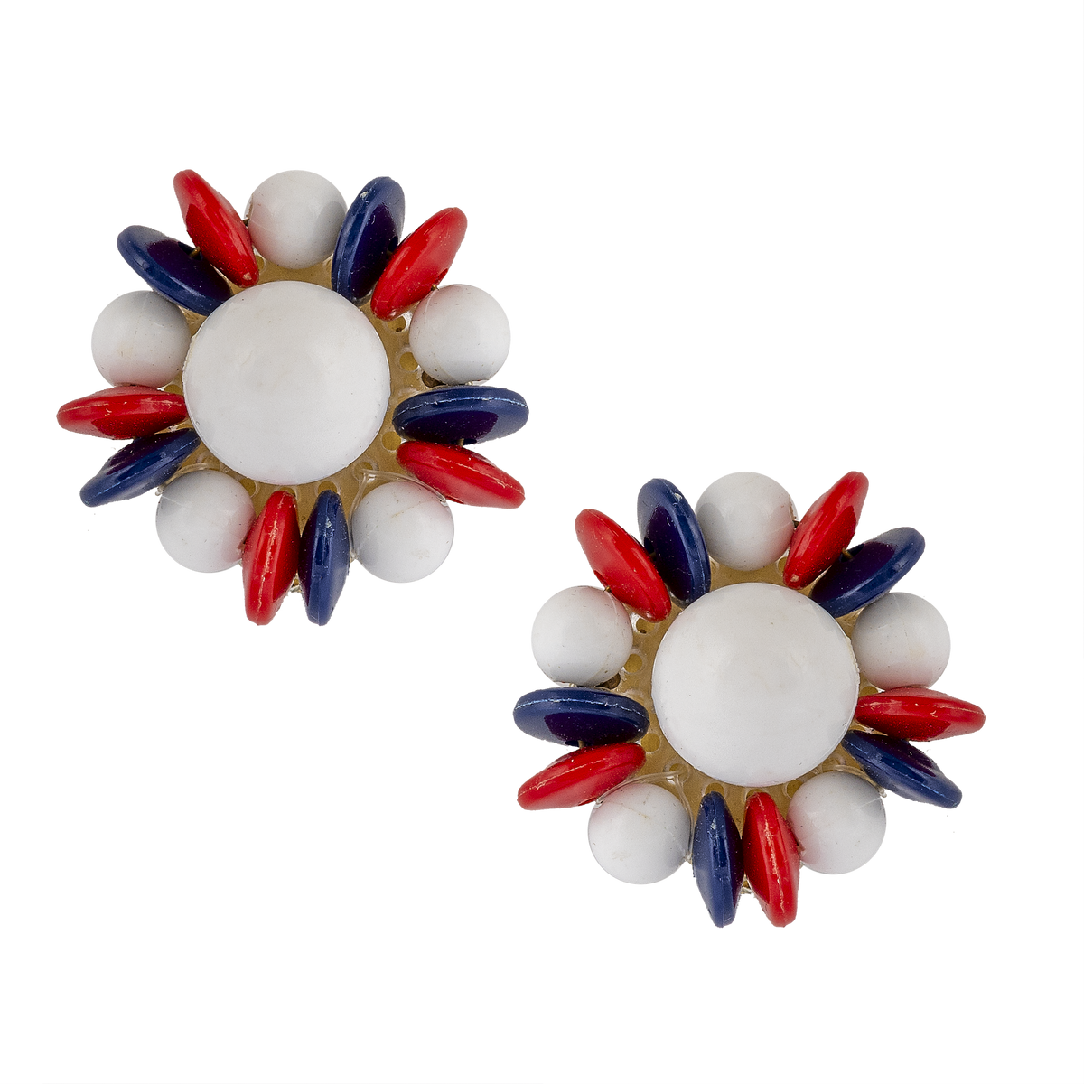 Vintage Red & Blue Bead Earrings