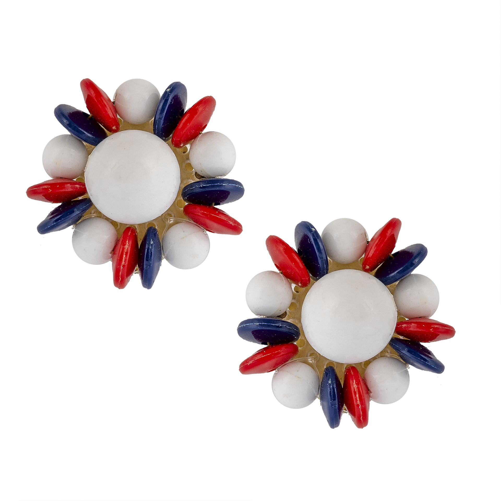 Vintage Red & Blue Bead Earrings