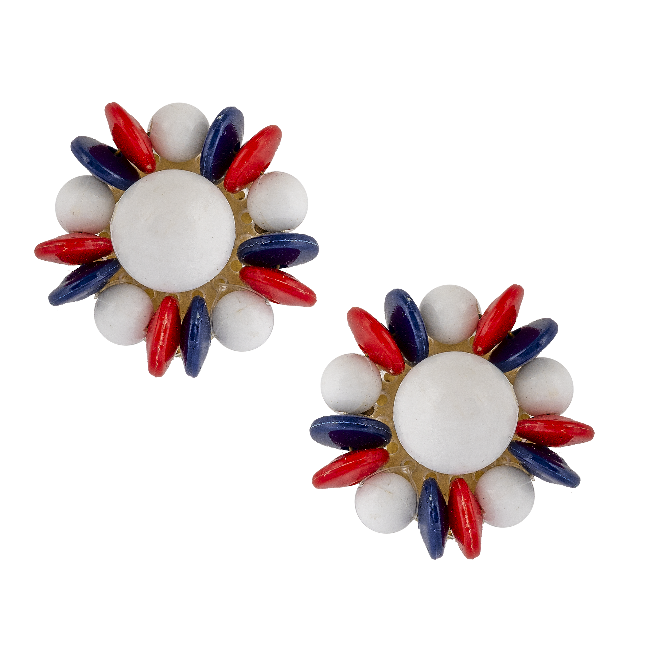 Vintage Red, White & Blue Bead Earrings