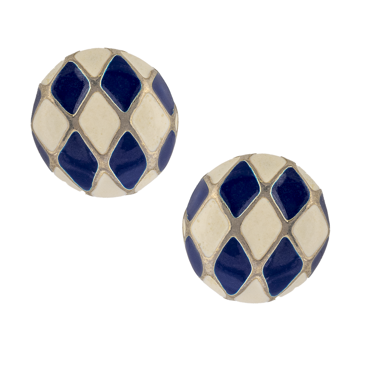 Vintage Navy & Checkerboard Earrings