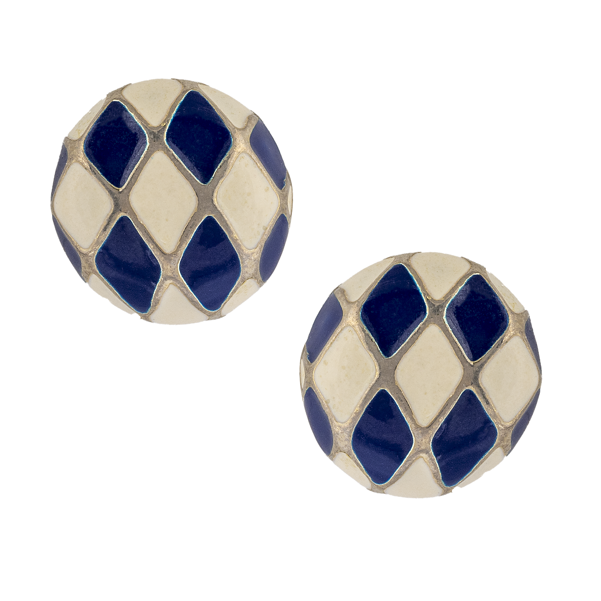 Vintage Navy & Checkerboard Earrings