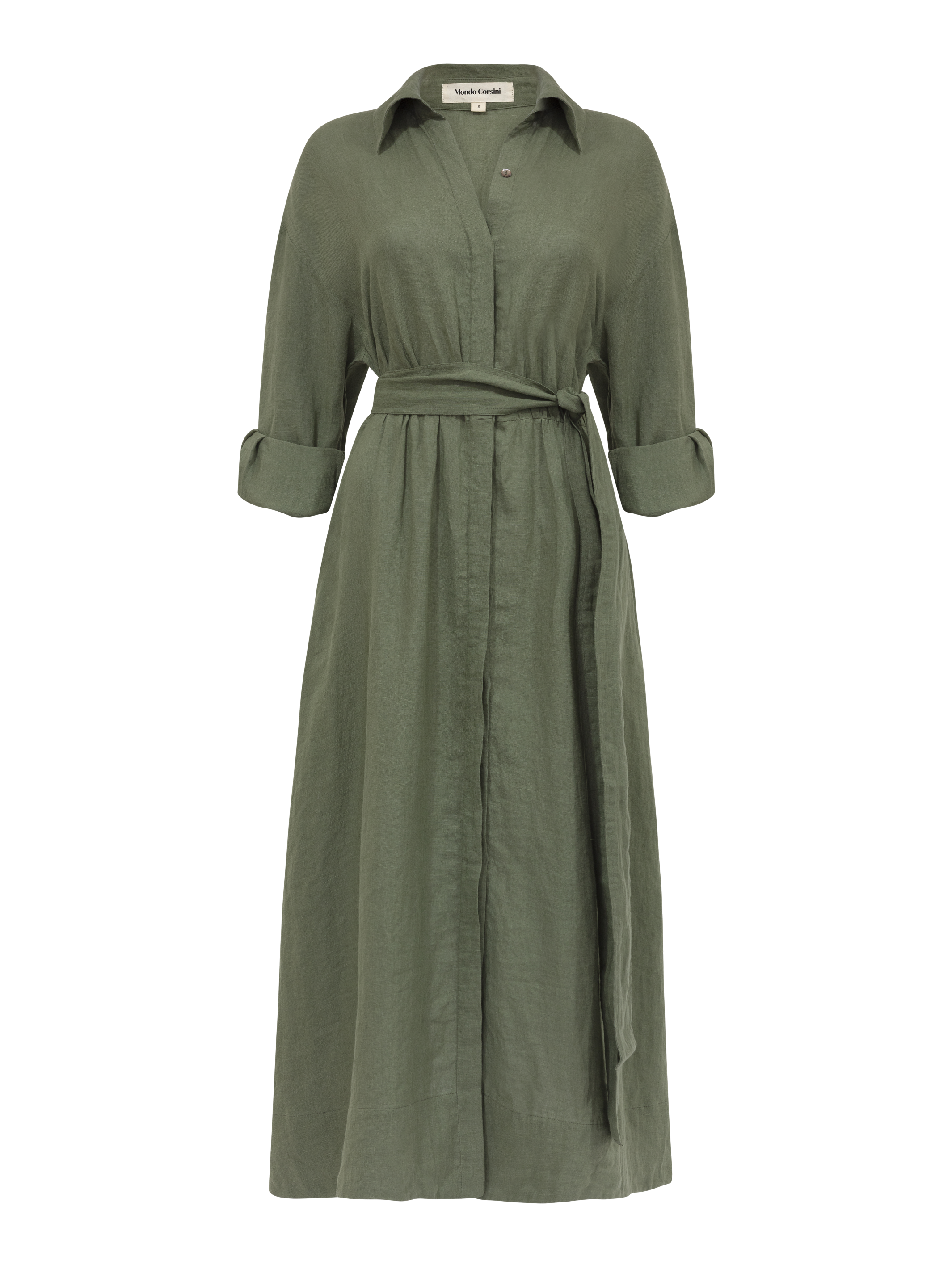 IRA - Moss Linen Dress - Mondo Corsini