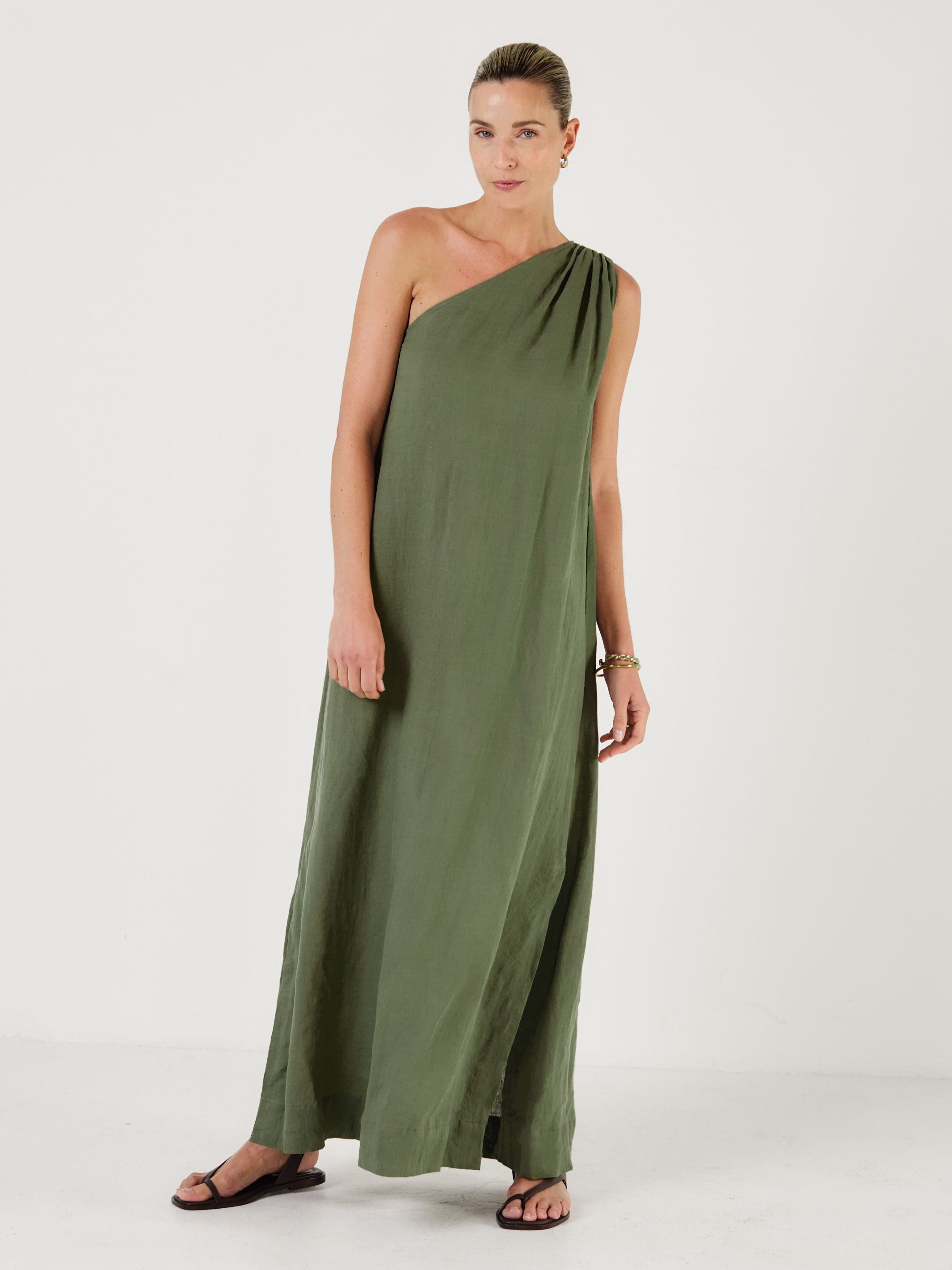 Joan - VERDE Linen Dress - Mondo Corsini
