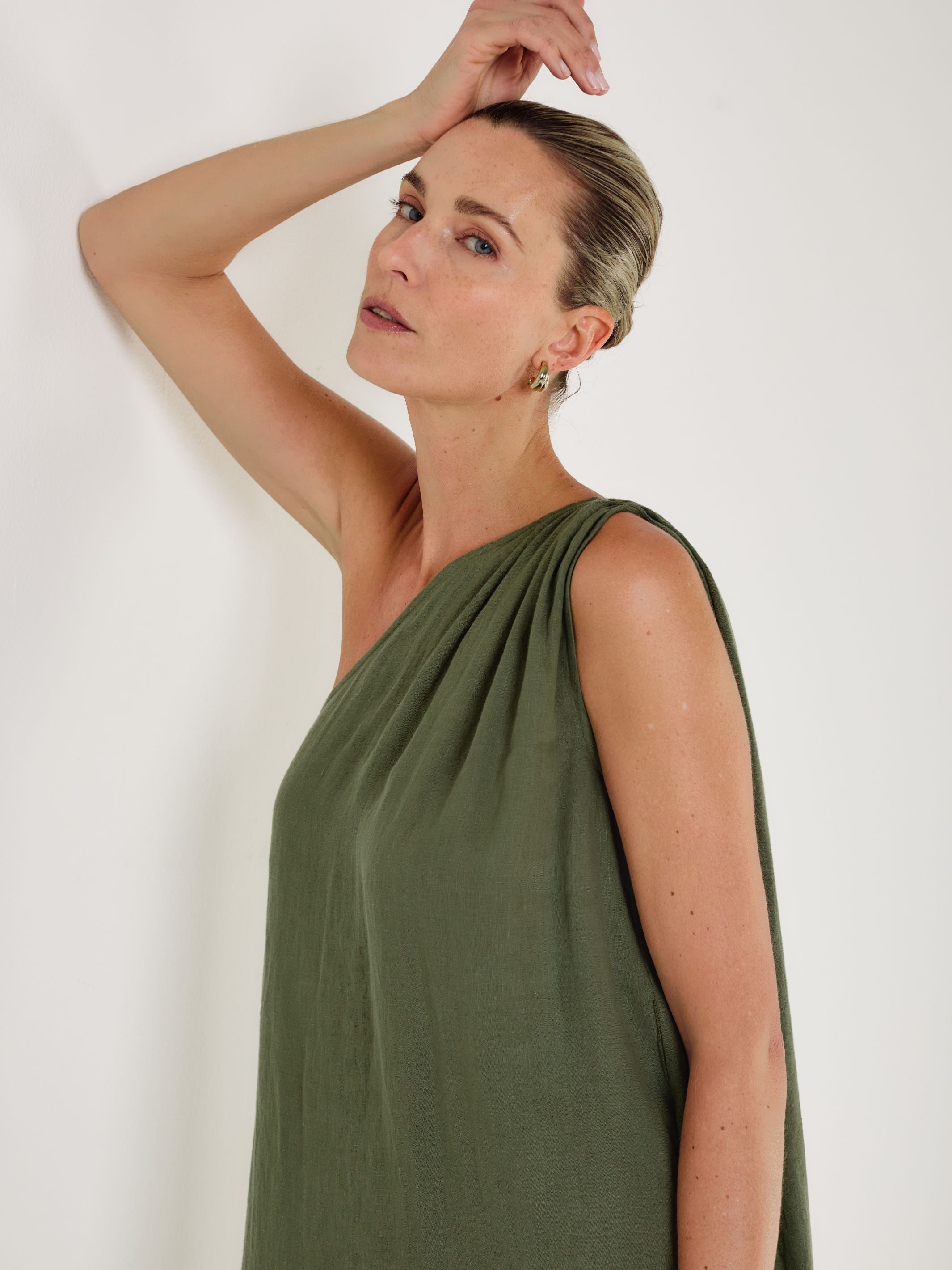 Joan - VERDE Linen Dress - Mondo Corsini