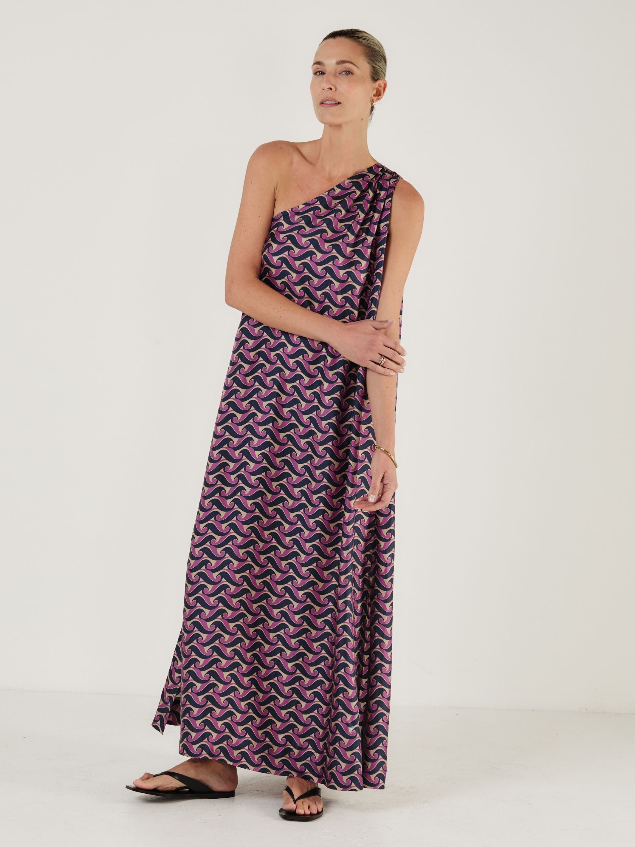 Joan - VIOLA WAVE SILK DRESS - Mondo Corsini