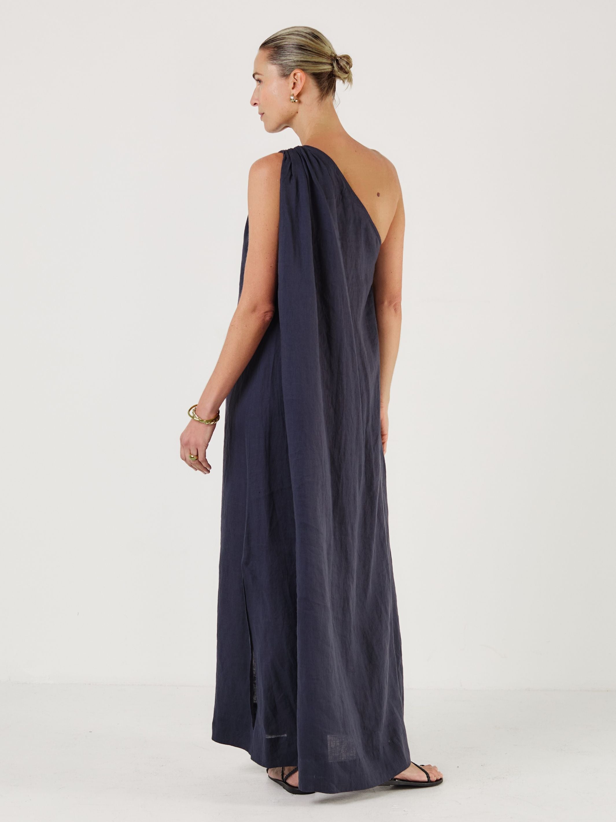 Joan - Midnight Linen Dress - Mondo Corsini