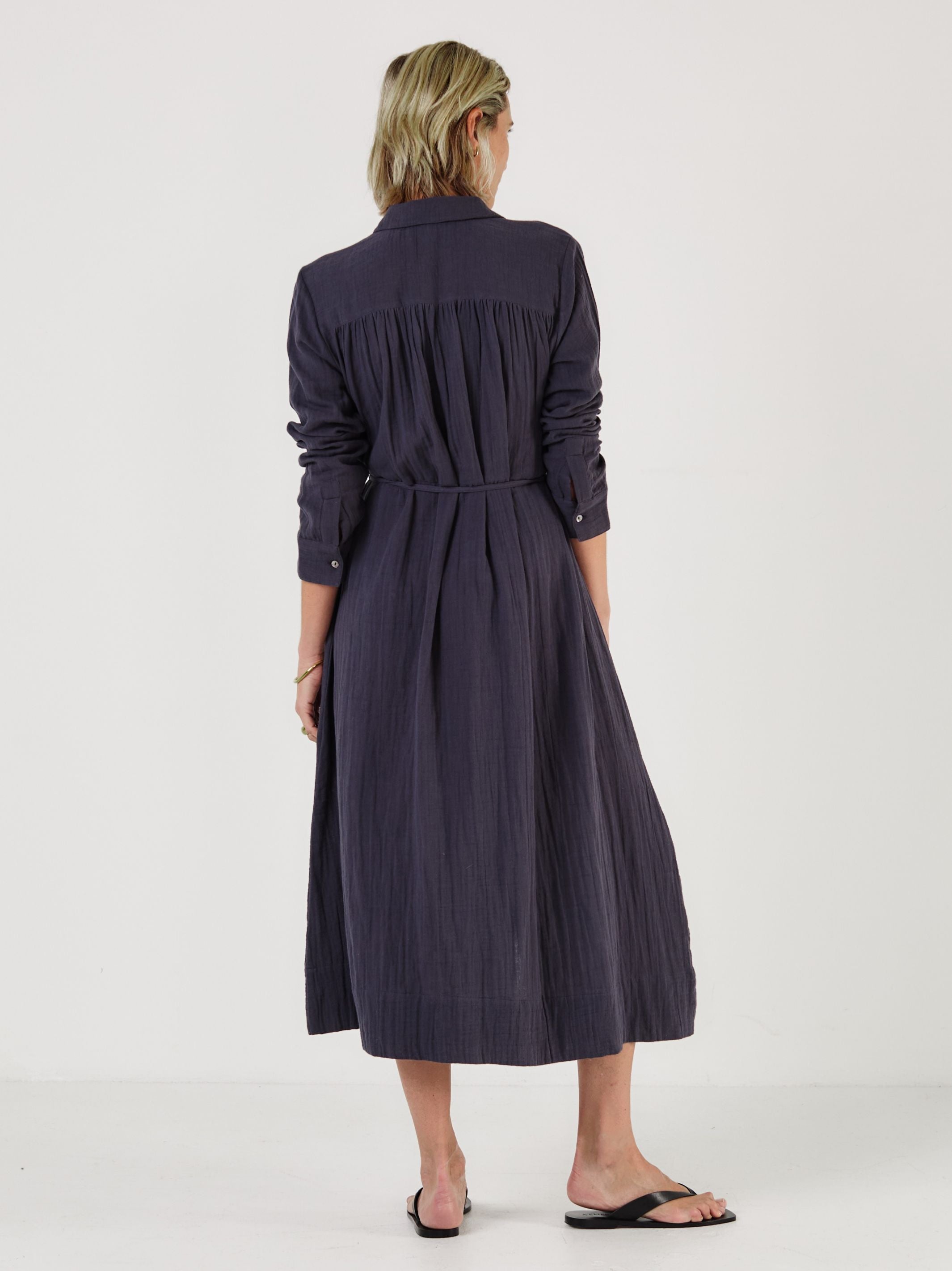 Martha - Midnight Cotton Gauze Dress - Mondo Corsini
