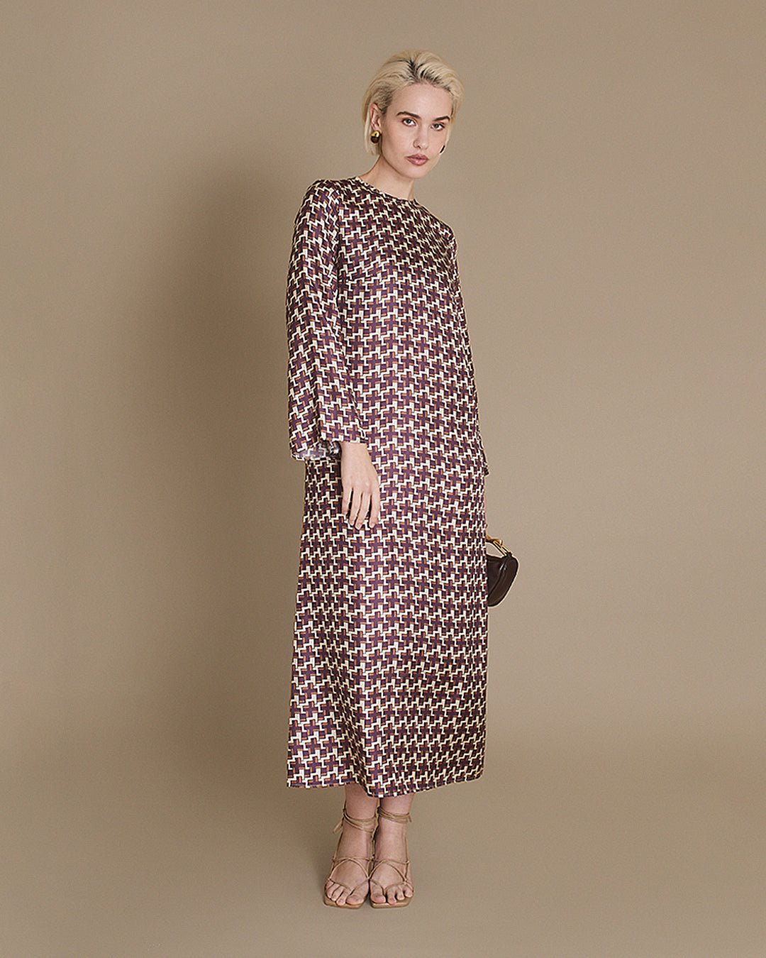 Scala Cross Print Silk Twill Dress