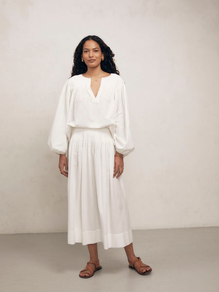 SUKI White Dot Cotton Skirt | Mondo Corsini