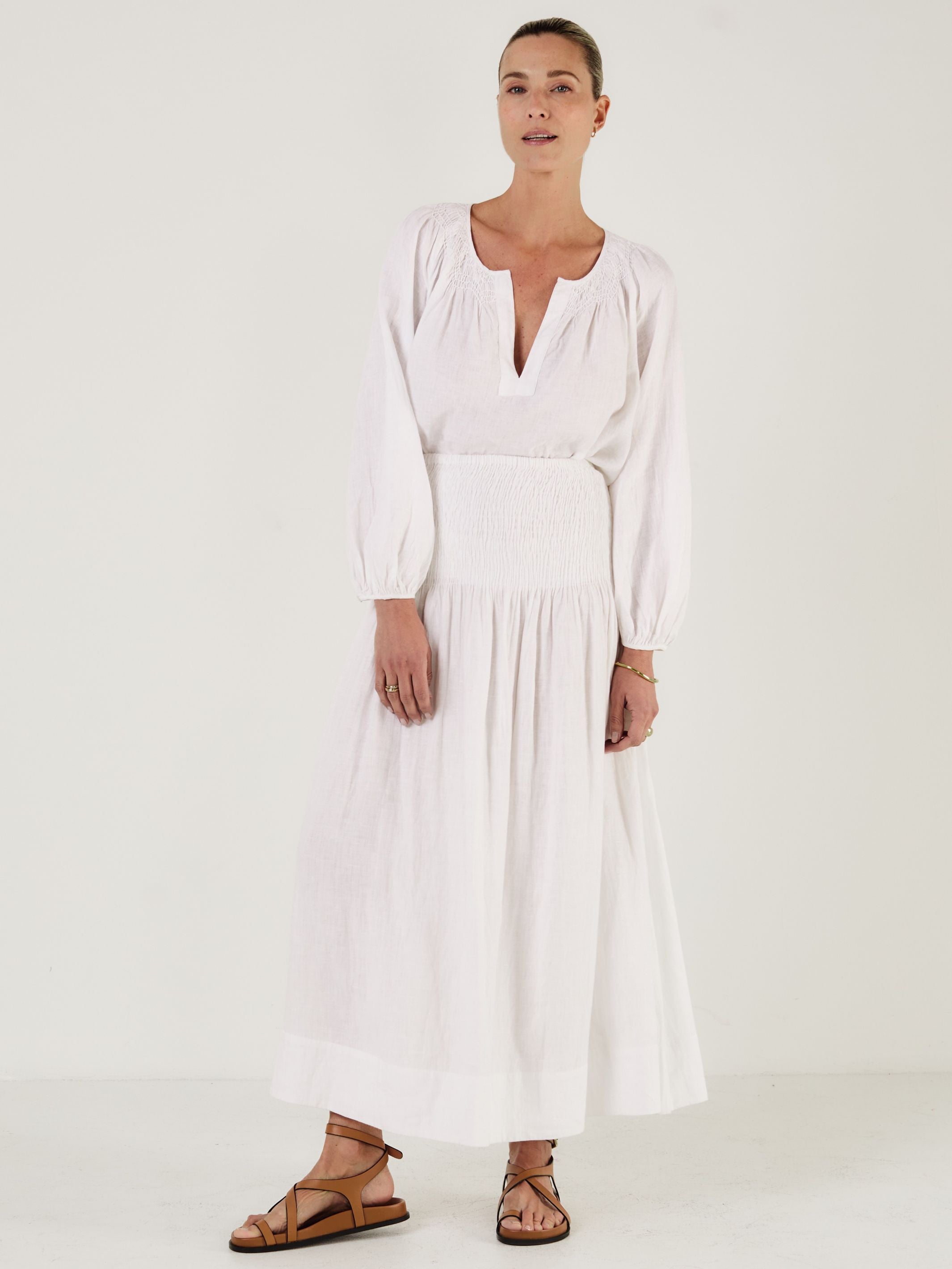 SULA - White Linen Skirt - Mondo Corsini