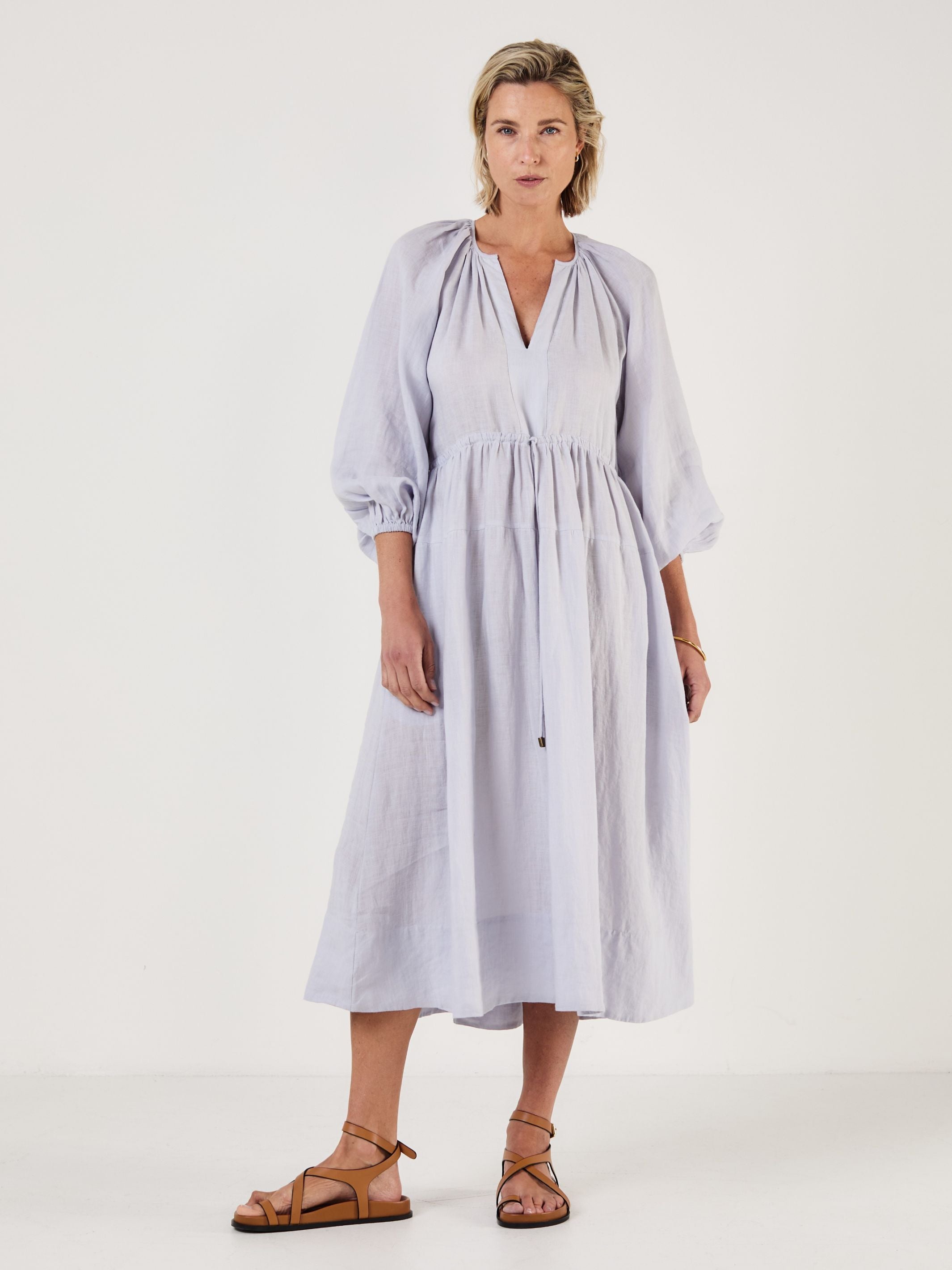 VICTORIA - MIST Linen Dress - Mondo Corsini