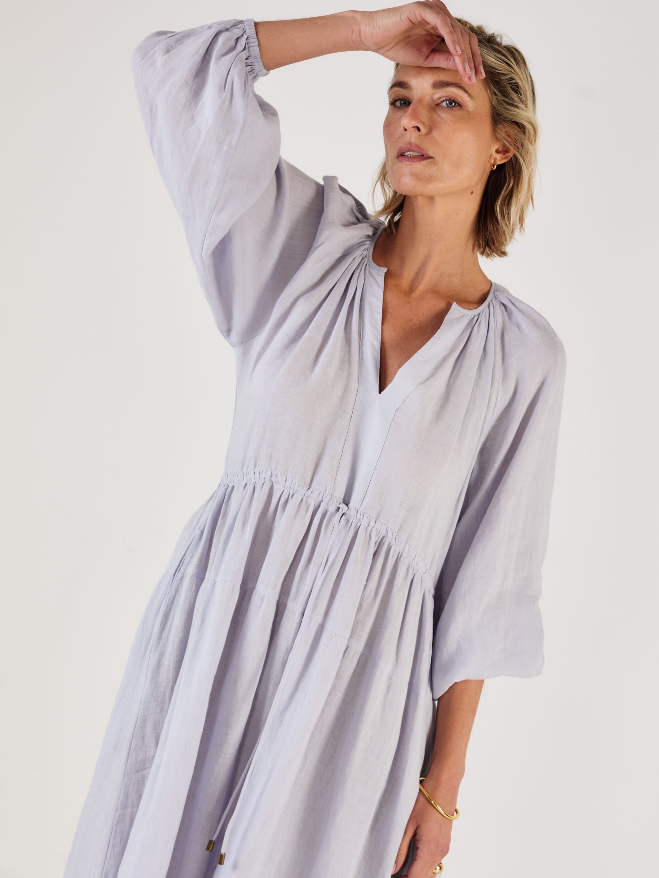 VICTORIA - MIST Linen Dress - Mondo Corsini